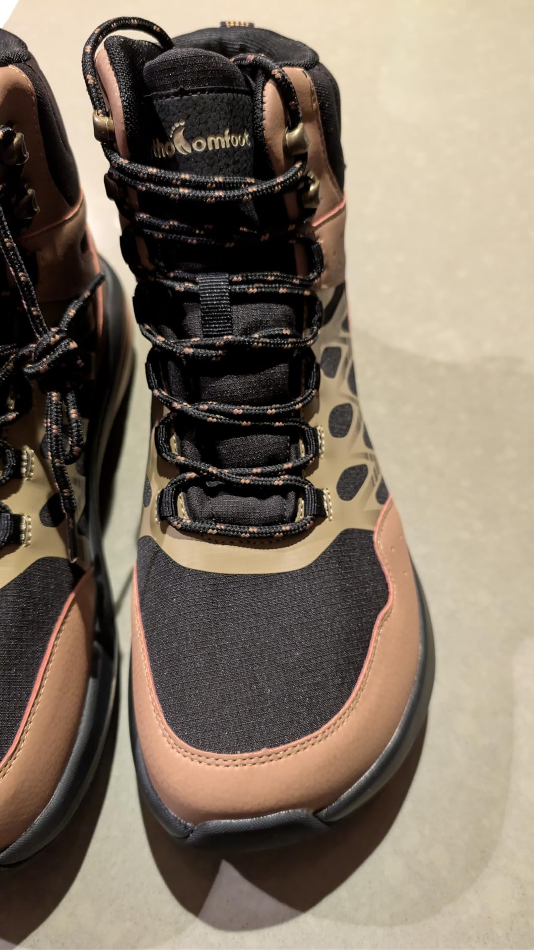 Men's Orthopedic Wide Waterproof Hiking Boots: Comfortable Plantar Fasciitis Work Walking Running Trekking Shoes, Orthotic Non Slip Adventures Ankle Support Trail Mid Boots for Foot Pain Relief customer photo 2