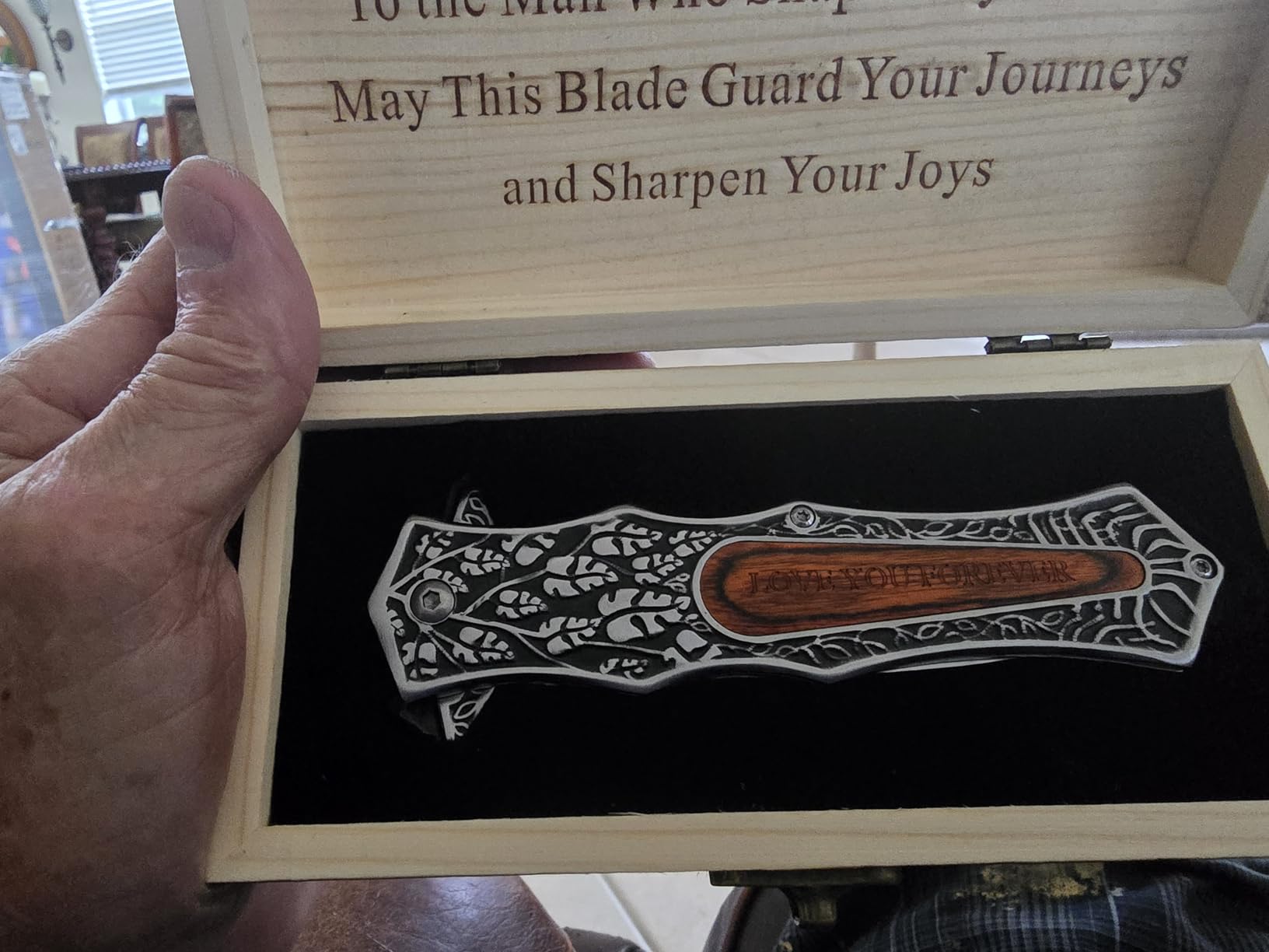 Anniversary Birthday Gift for Men/Him/Husband, Engraved Pocket Knife customer photo 2