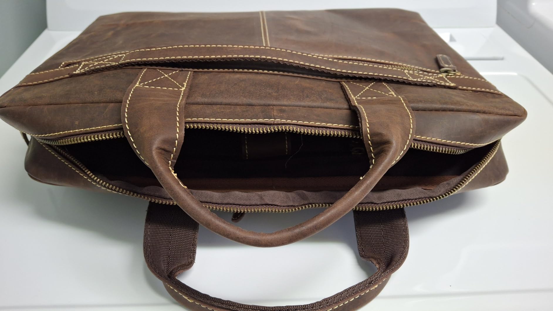 Full Grain Leather Messenger Bag for Men, 16” Briefcase Laptop Satchel Vintage Professional Office Work & Travel Bag customer photo 1