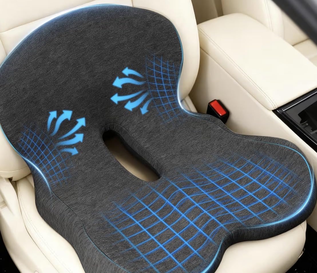 Denchy Memory Foam Car Seat Cushion with Back Support, Truck Driver Cushion customer photo 2