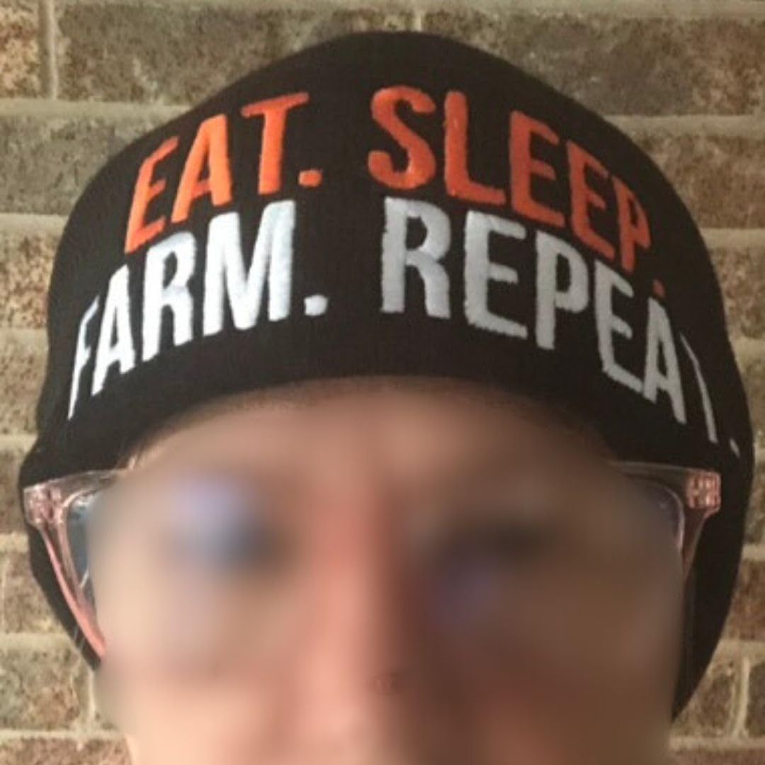 VELENTI Funny Farmer Beanie Hats - Cozy Knit Caps with Embroidered Sayings - Farm Gift & Outdoor Accessory - Black customer photo 1