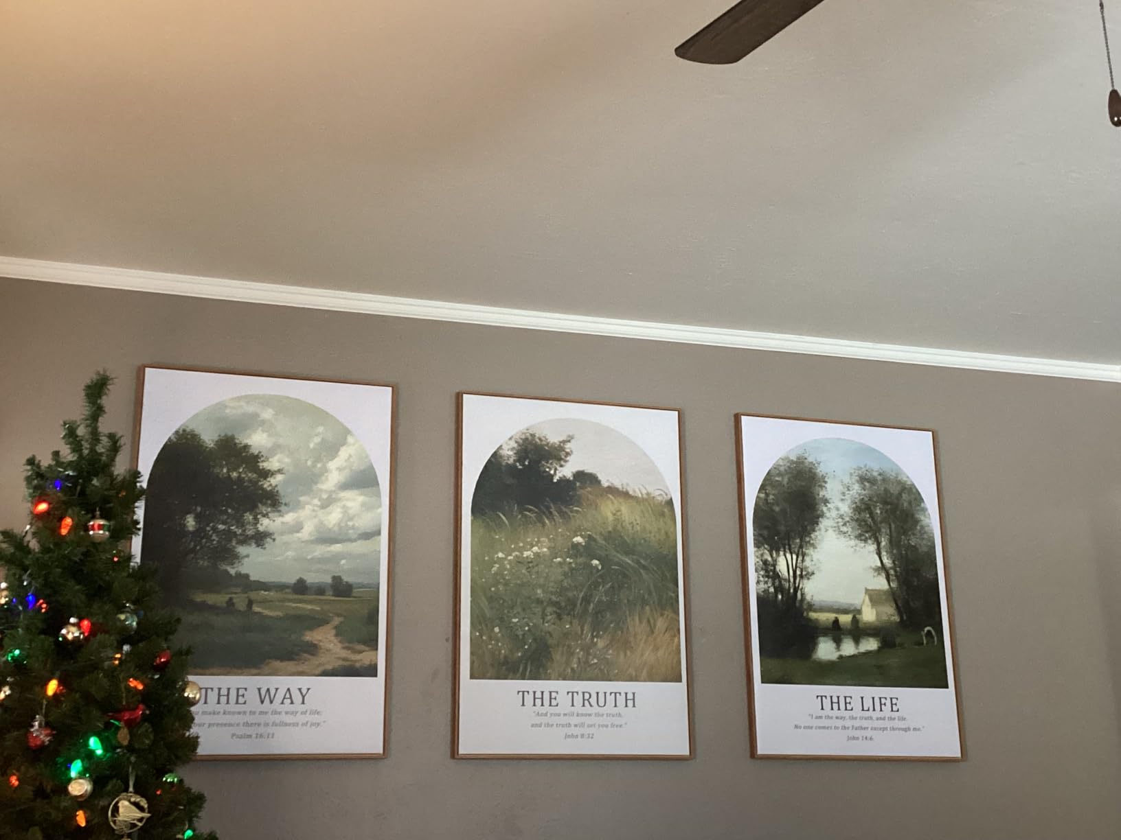 FWIEXA Grey Green Abstract Canvas Wall Art Set 3, Neutral Landscape Framed Prints, Modern Lake Scenery Paintings, Beige 24x36In Watercolor Artwork Poster for Farmhouse, Living Room, Bedroom, Office customer photo 2