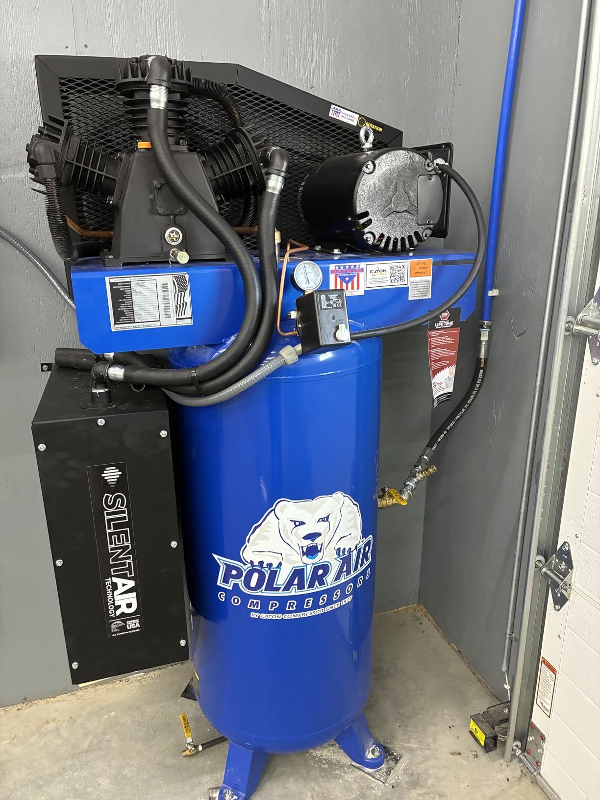Industrial 3-Cylinder Silent Air Compressor, 5HP 60Gal 19CFM 230V customer photo 2