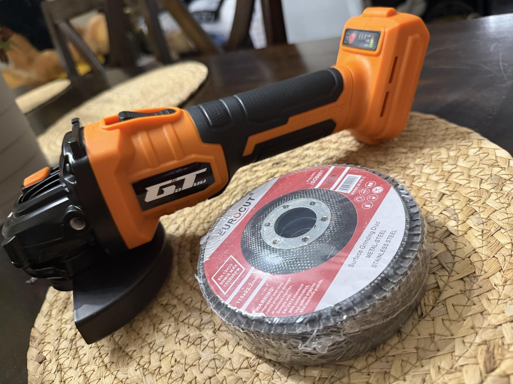 Cordless Angle Grinder for DEWALT 20V MAX Battery, 4-1/2 Inch Brushless Cut Off Tool, 9500 RPM Portable Power Grinder with Guard, Side Handle, 6 Discs for Cutting Grinding Polishing, Tool ONLY customer photo 1