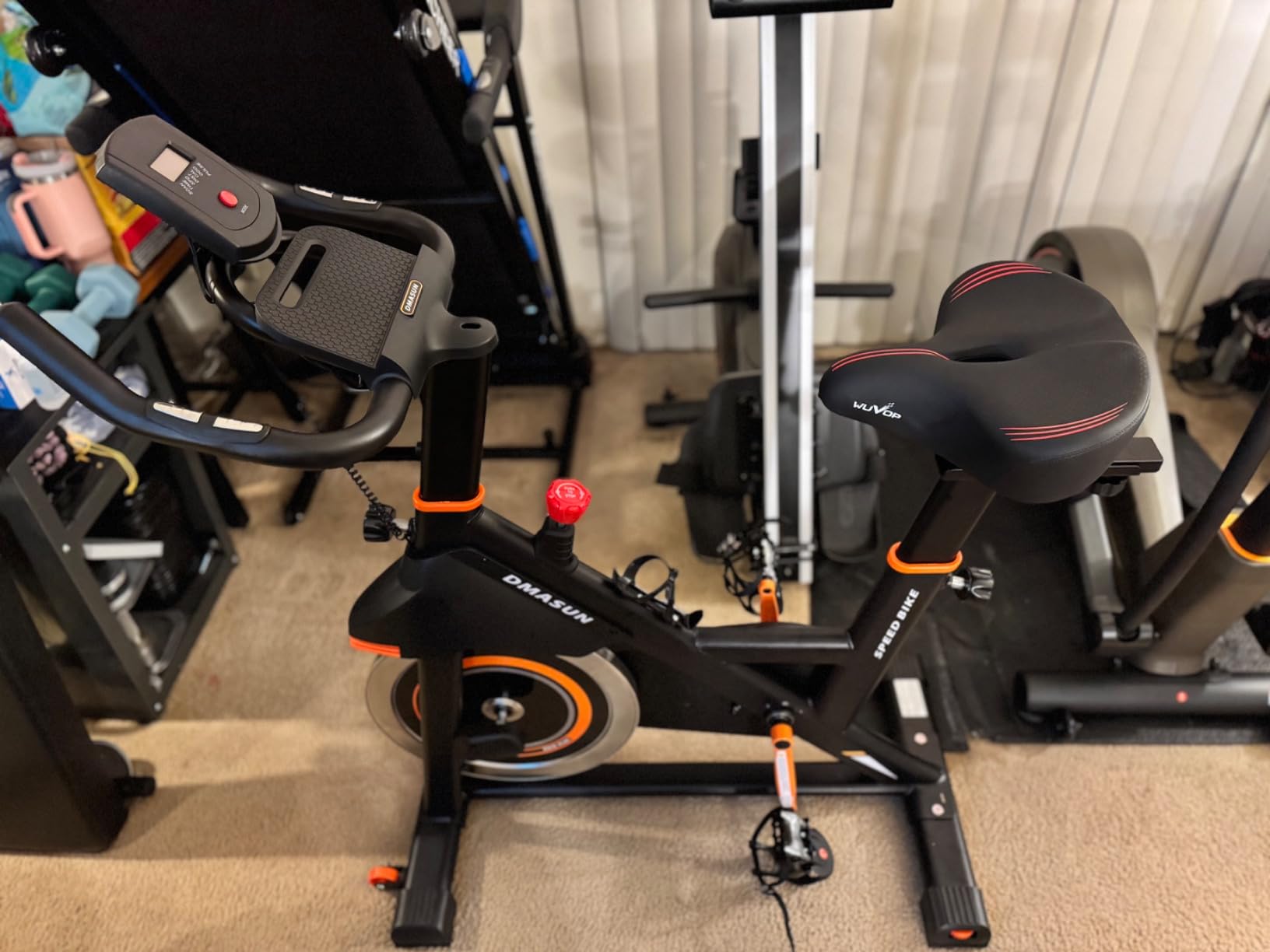 DMASUN Exercise Bike, Silent Magnetic Resistance Stationary Bike for Home with 330 LBS Capacity, Pedals with Anti-loosening Nuts, Indoor Bike with Comfortable Seat Cushion, Digital Display with Tablet Holder customer photo 1