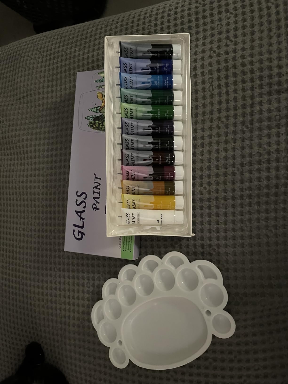 Acrylic Glass Paint Kit Transparent Stained Glass Paint for Wine Glass Window Ceramic Bottle Non-Toxic Waterproof Acrylic Enamel Painting Set for Adults Beginners(12 Colors / 5.04 Oz) customer photo 2