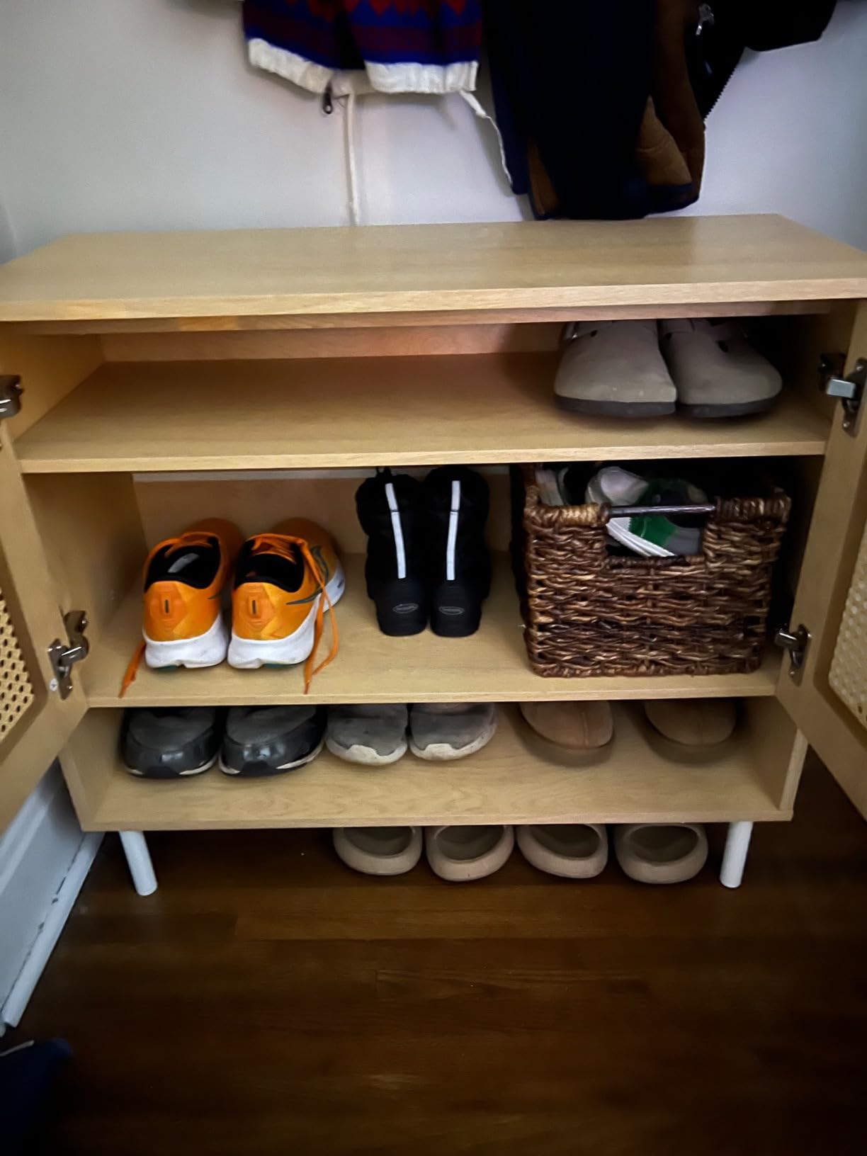 VASAGLE Boho Shoe Storage Cabinet, Slim, Rattan-Look Flip Drawers customer photo 1