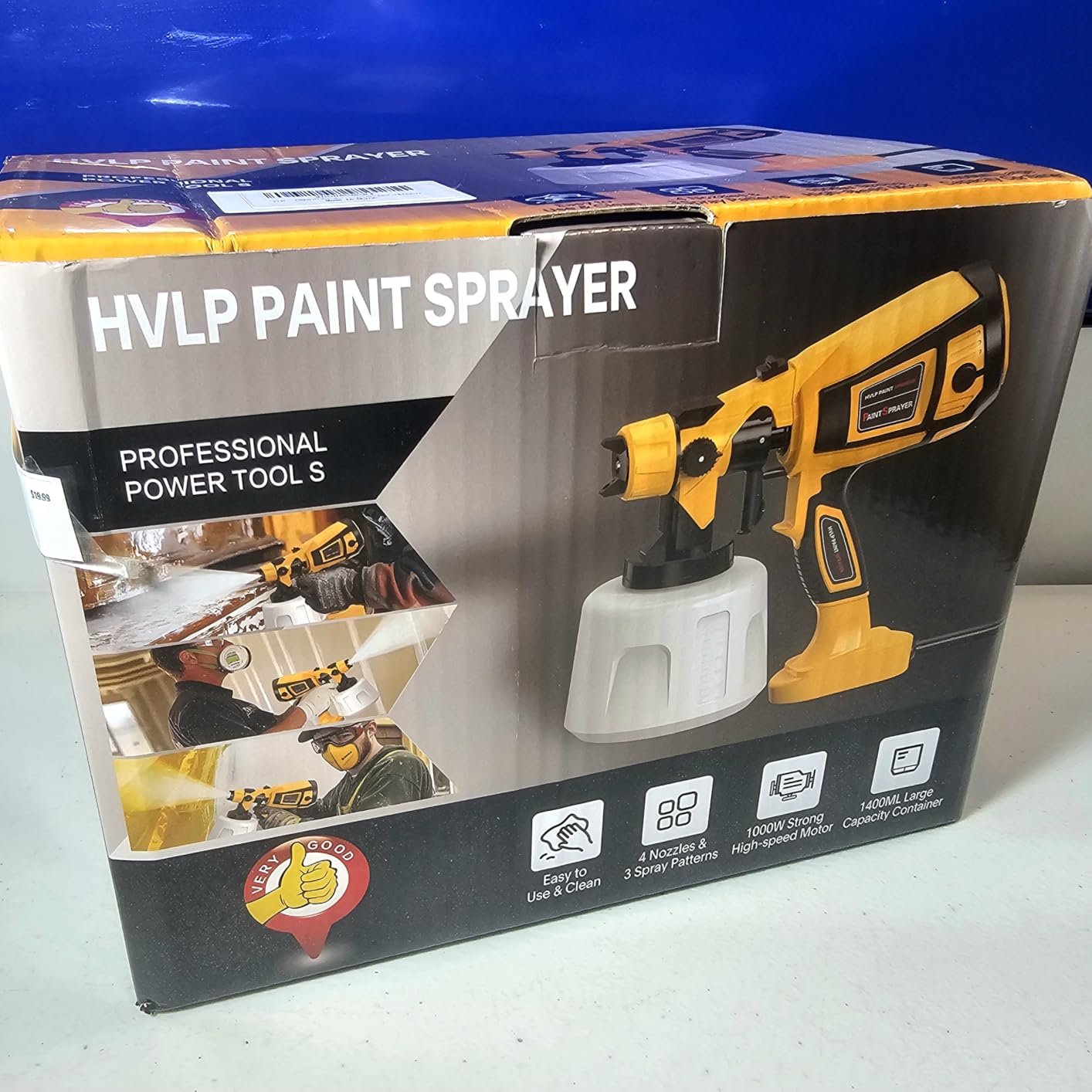 1000W High Power Paint Sprayer - HVLP Electric Spray Paint Gun with 4 Copper Nozzles & 3 Patterns, Large Capacity Power Painter for Furniture, Cabinets, Fence & House Painting Yellow customer photo 2