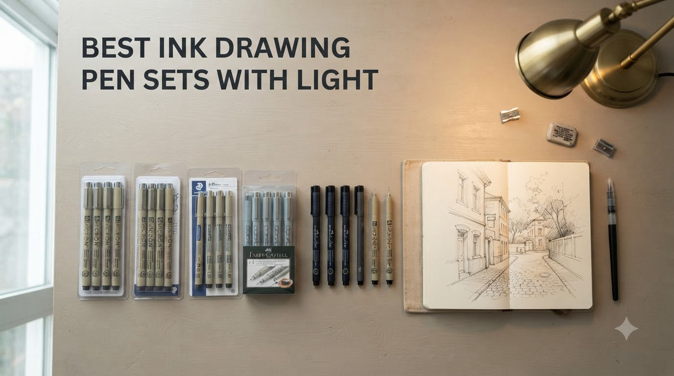 best ink drawing pen sets with light