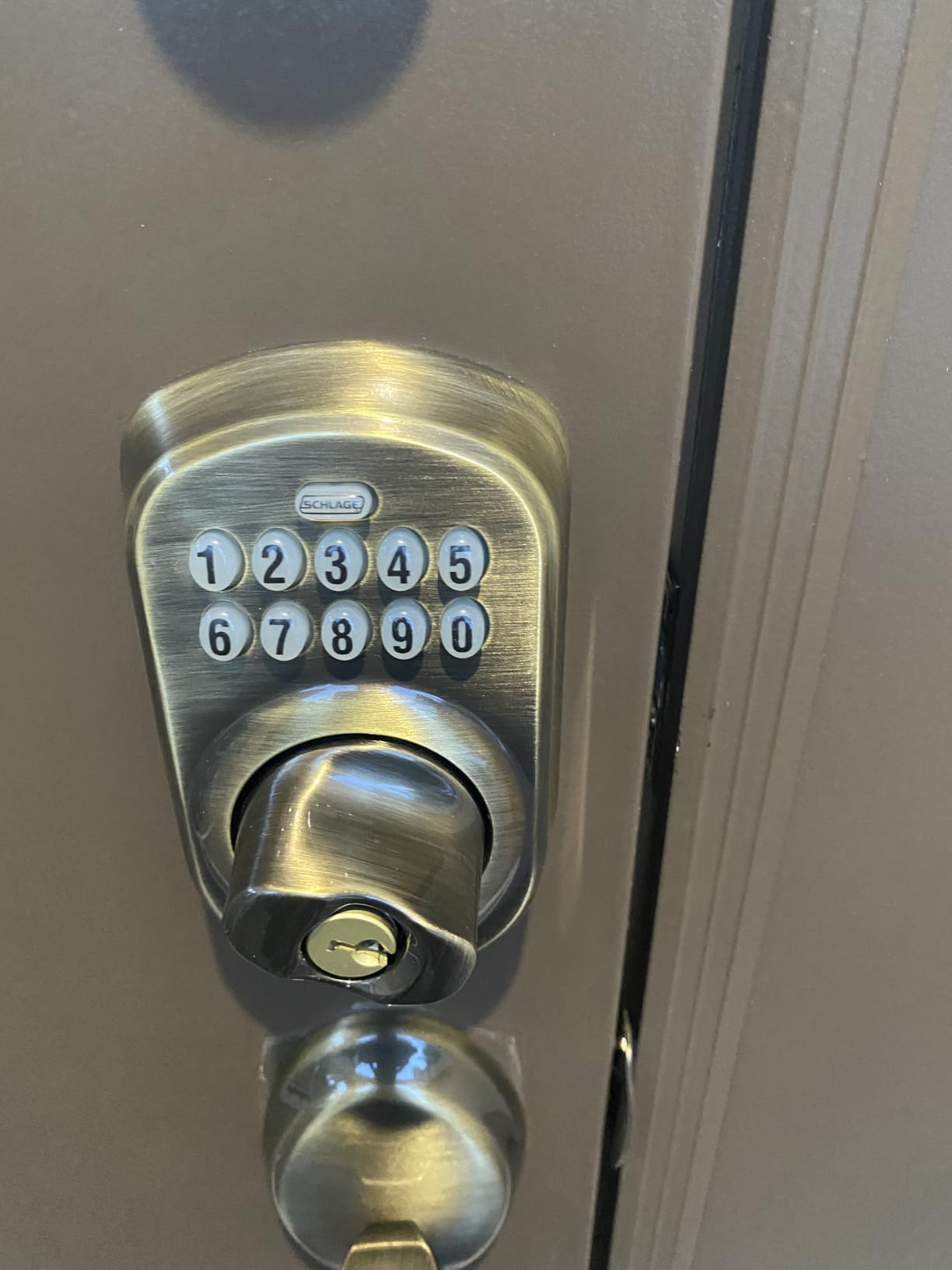Schlage Electronic Keypad Deadbolt Lock, Camelot Trim, Satin Nickel customer photo 1