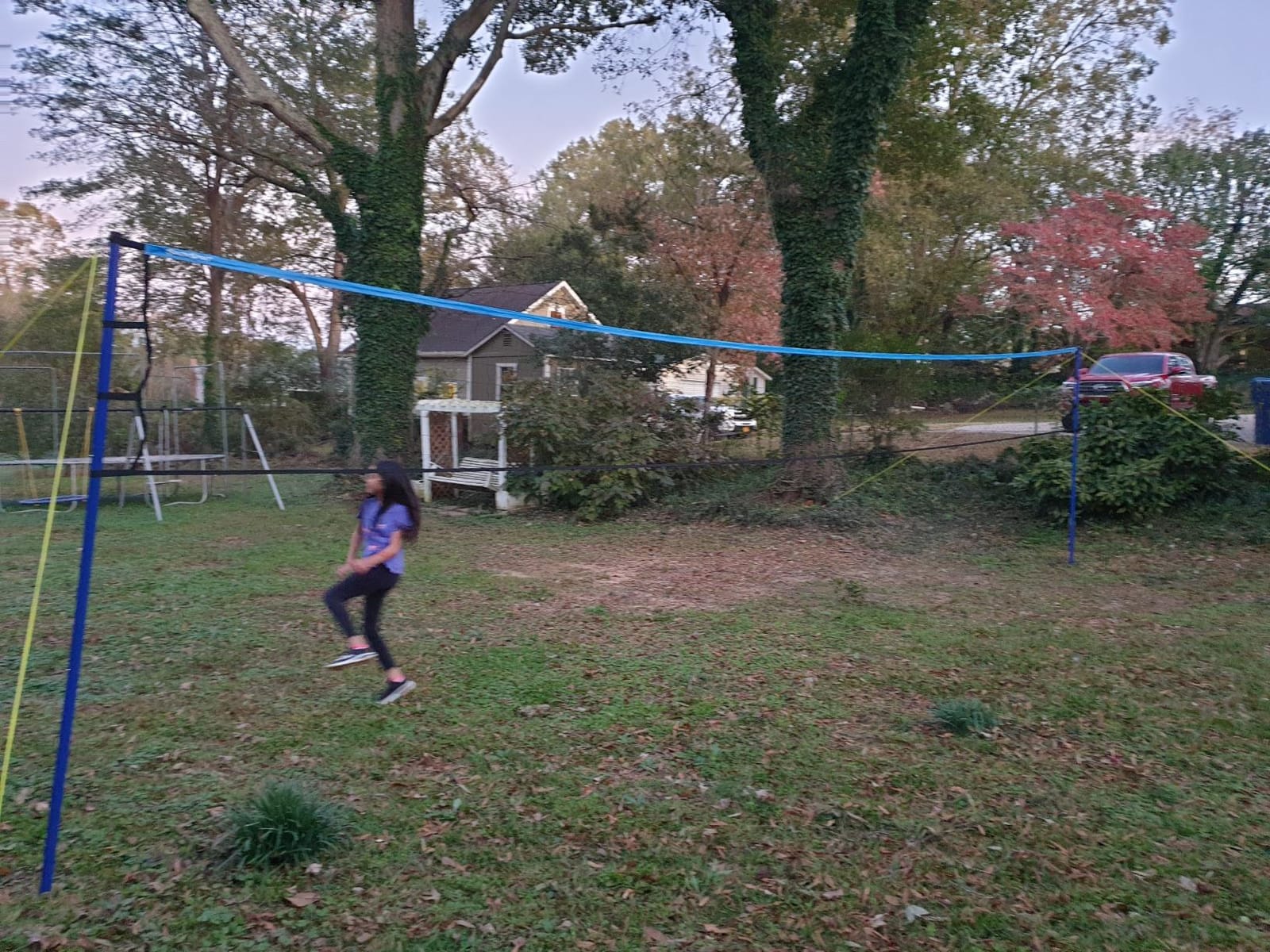 Park & Sun Spiker Sport Portable Outdoor Volleyball Net System – Blue Net, Regulation Size 32' L x 3' H, Adjustable Height, Lightweight, Includes Carrying Bag for Backyard and Beach Play customer photo 1