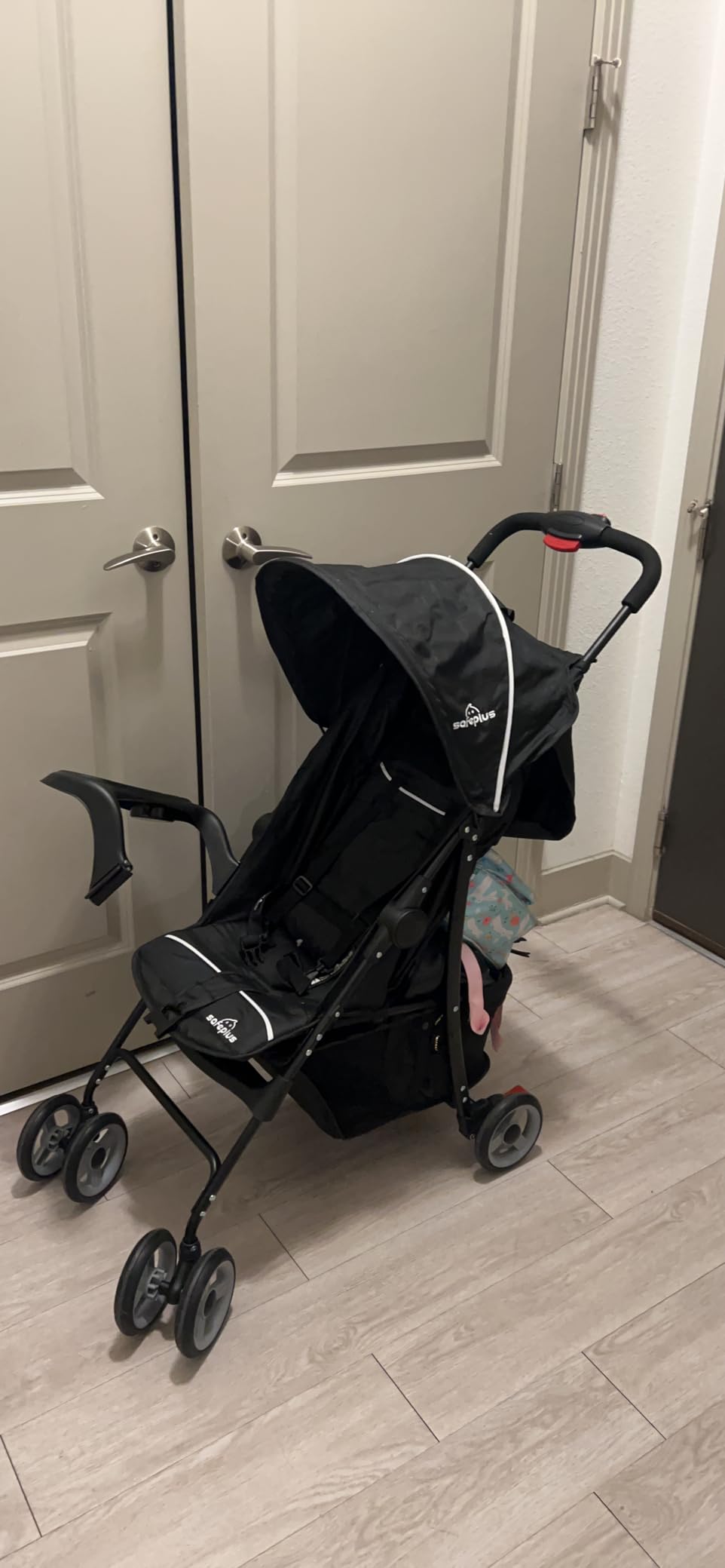 Baby Joy Lightweight Stroller, Compact Toddler Travel Stroller for Airplane, Infant Stroller w/Adjustable Backrest/Footrest/Canopy, 5-Point Harness, Storage Basket, Easy One-Hand Fold, Black customer photo 2