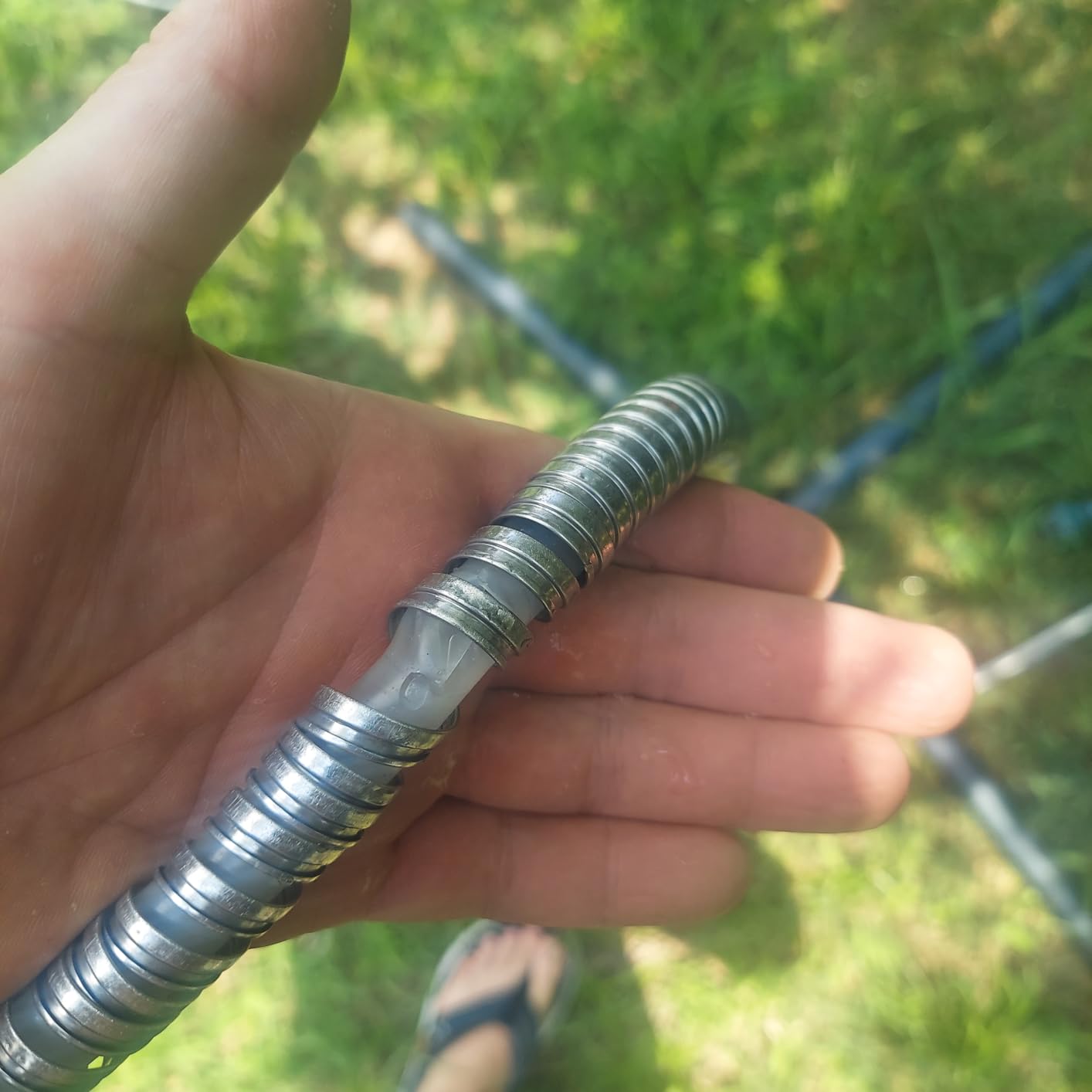 SPECILITE 50ft 304 Stainless Steel Metal Garden Hose with Blue Nozzle customer photo 1
