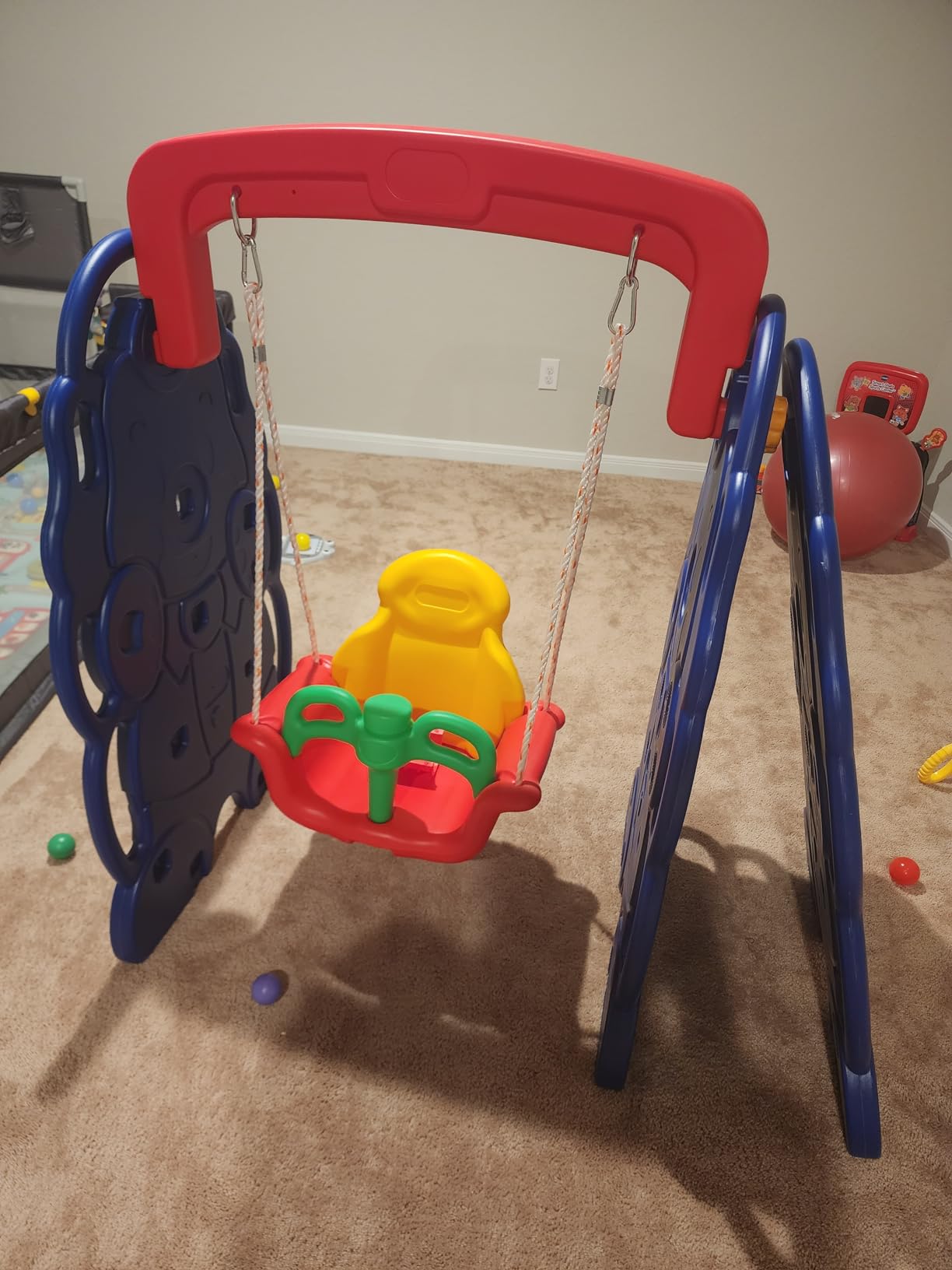 Costzon Toddler Long Slide Set, 4-in-1 Large Climber Playset w/Basketball Hoop, Toss, Thickened Panel, Playground Swing for Indoor Outdoor Backyard 3-10 Gifts Presents customer photo 1