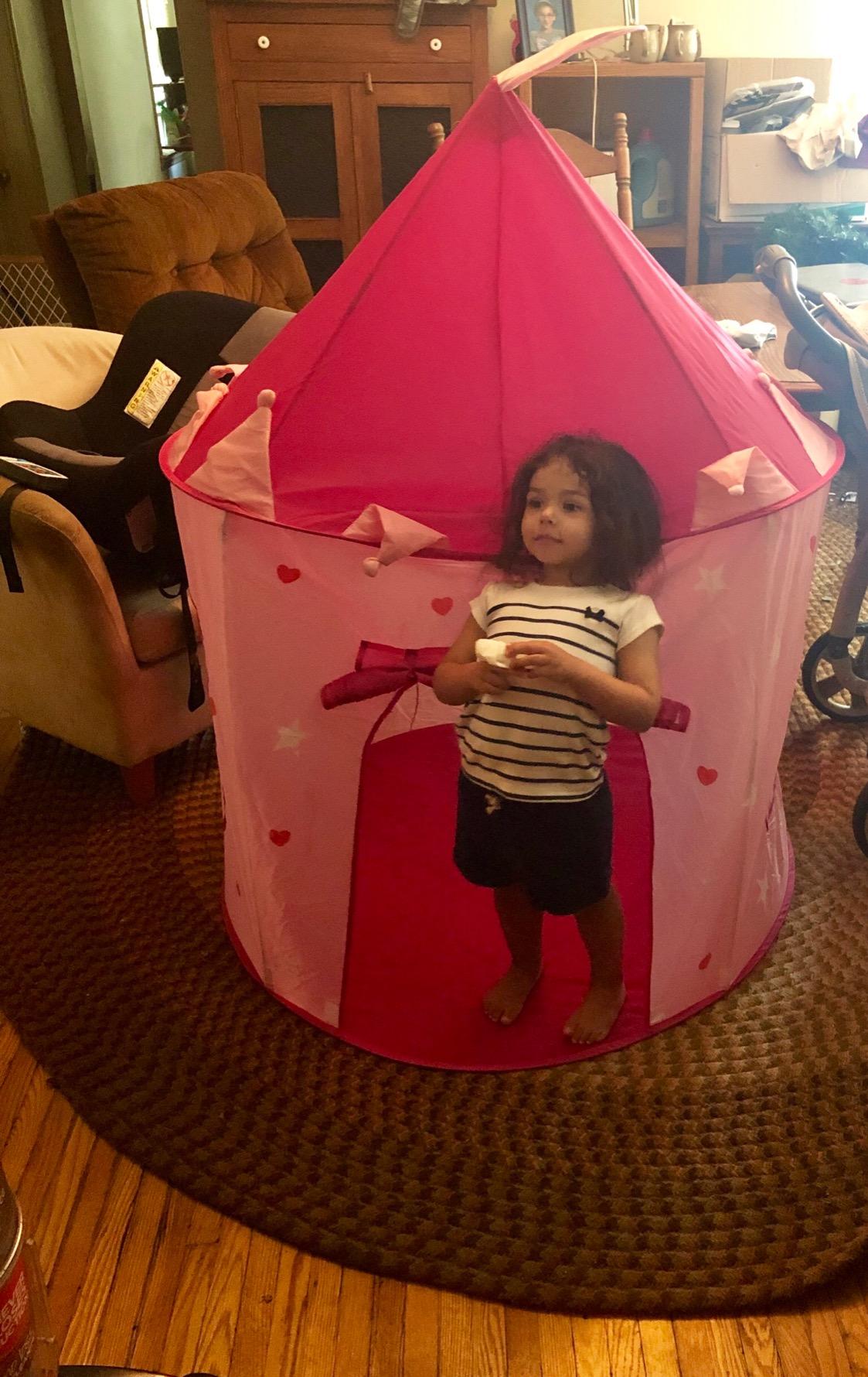 Knight Castle Kids Play Tent for Toddlers - Gray Red Portable Pop Up Tent customer photo 1