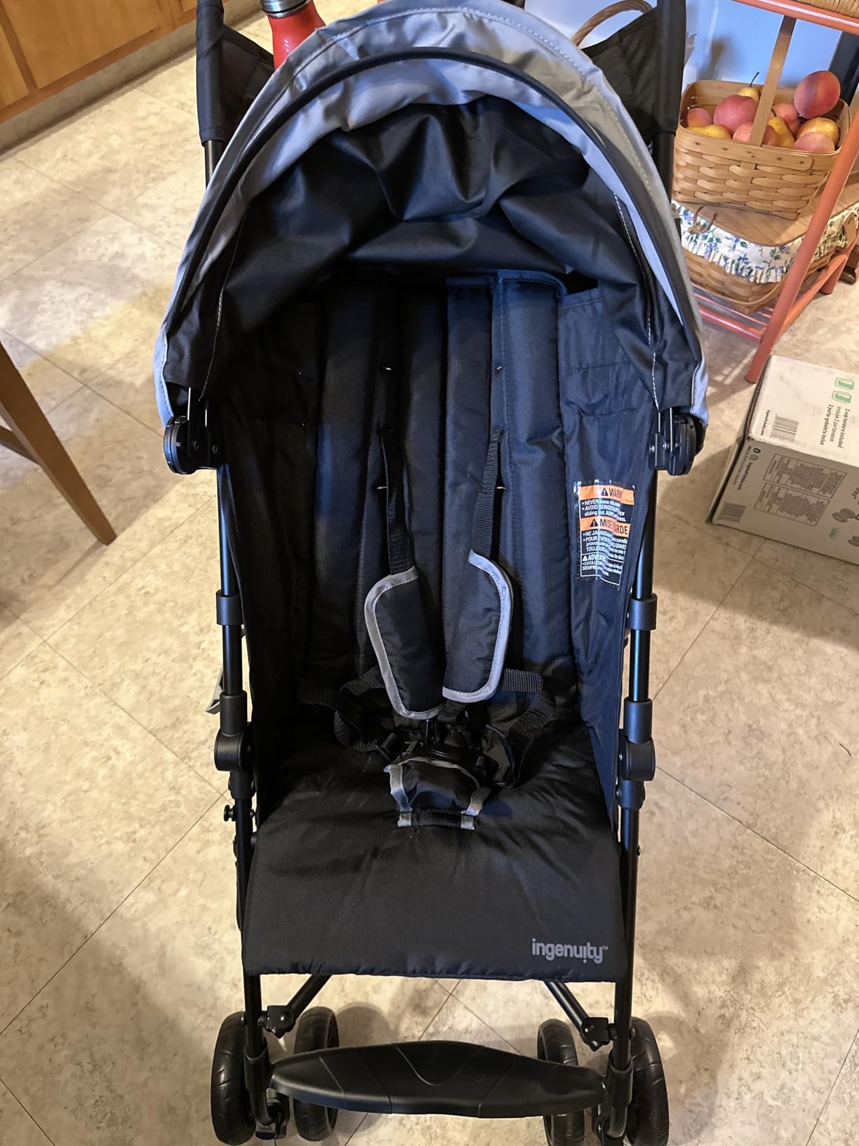 Ingenuity 3D Mini Convenience Stroller – Lightweight Stroller with Compact Fold, Multi-Position Recline, Canopy with Pop Out Sun Visor – Umbrella Stroller for Travel & More, Blue/Black customer photo 1