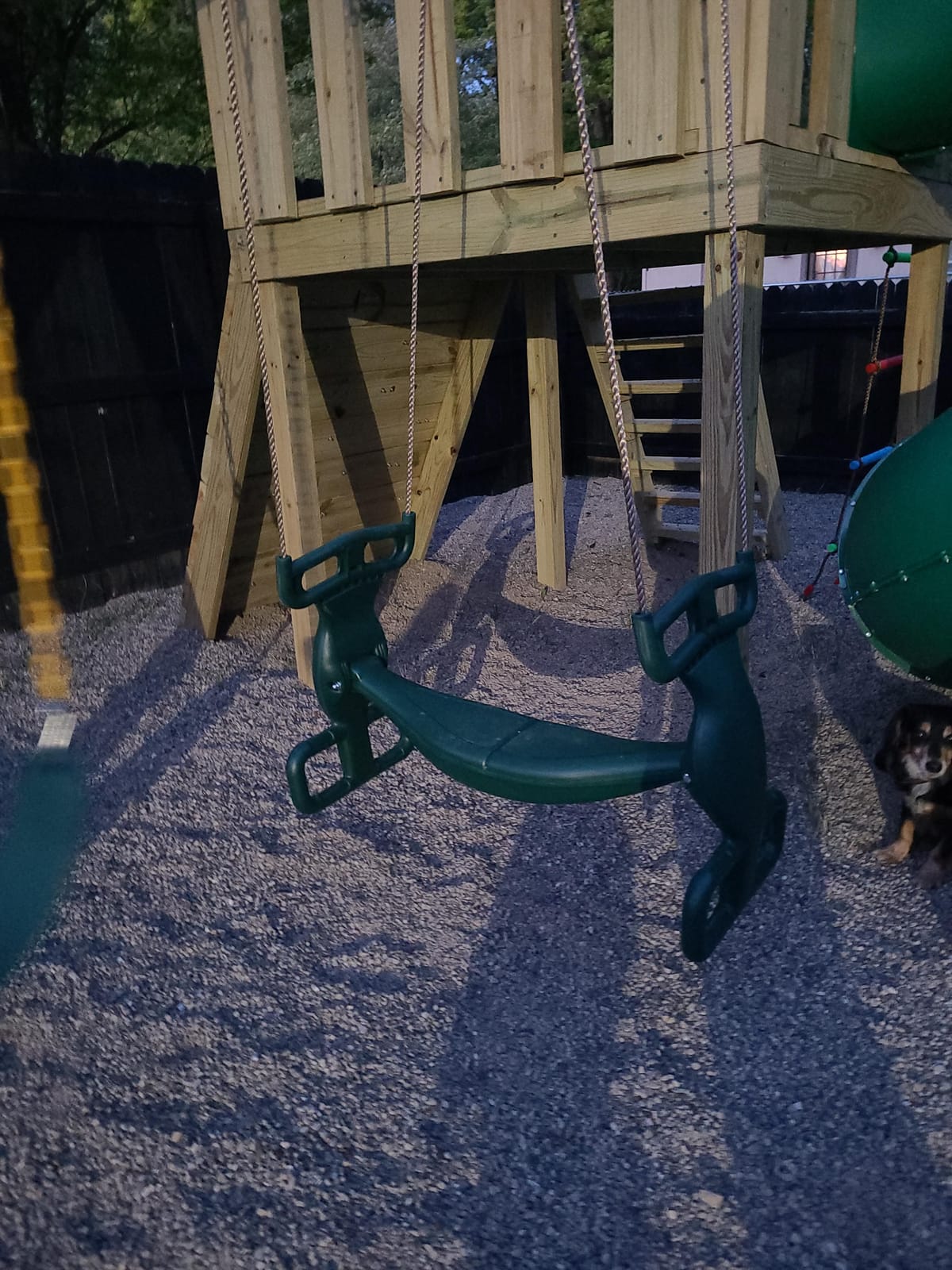 Outdoor Swingset Plastic Double Glider Playground 2 Person Kids, Green customer photo 2