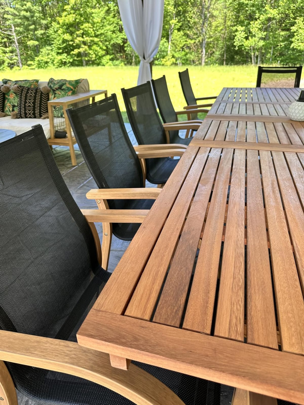 Amazonia Franklin 9-Piece Rectangular Extendable Patio Dining Set Teak Finish and Weather-Net Technology Ideal for Outdoors and Indoors customer photo 1