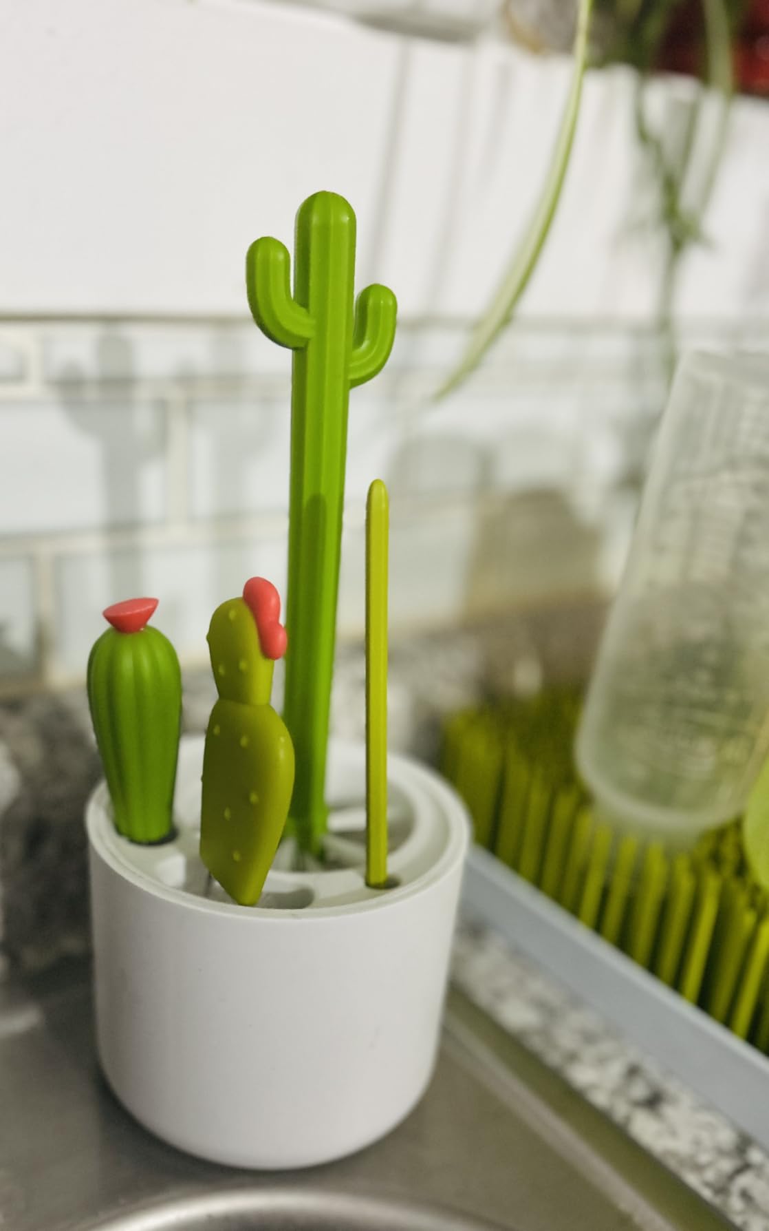 Boon Cacti Bottle Cleaning Brush Set - Includes Bottle Brush, Nipple Brush, Detail Brush, and Straw Brush - Baby Bottle Brush Set for Bottle Drying Rack - Baby Essentials - 4 Count customer photo 2