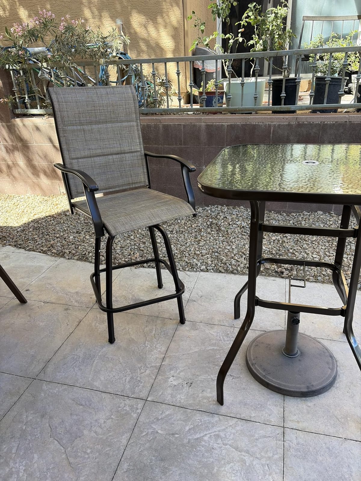 PHI VILLA Outdoor Bar Stools Set of 4, Swivel Patio Bar Chairs customer photo 2
