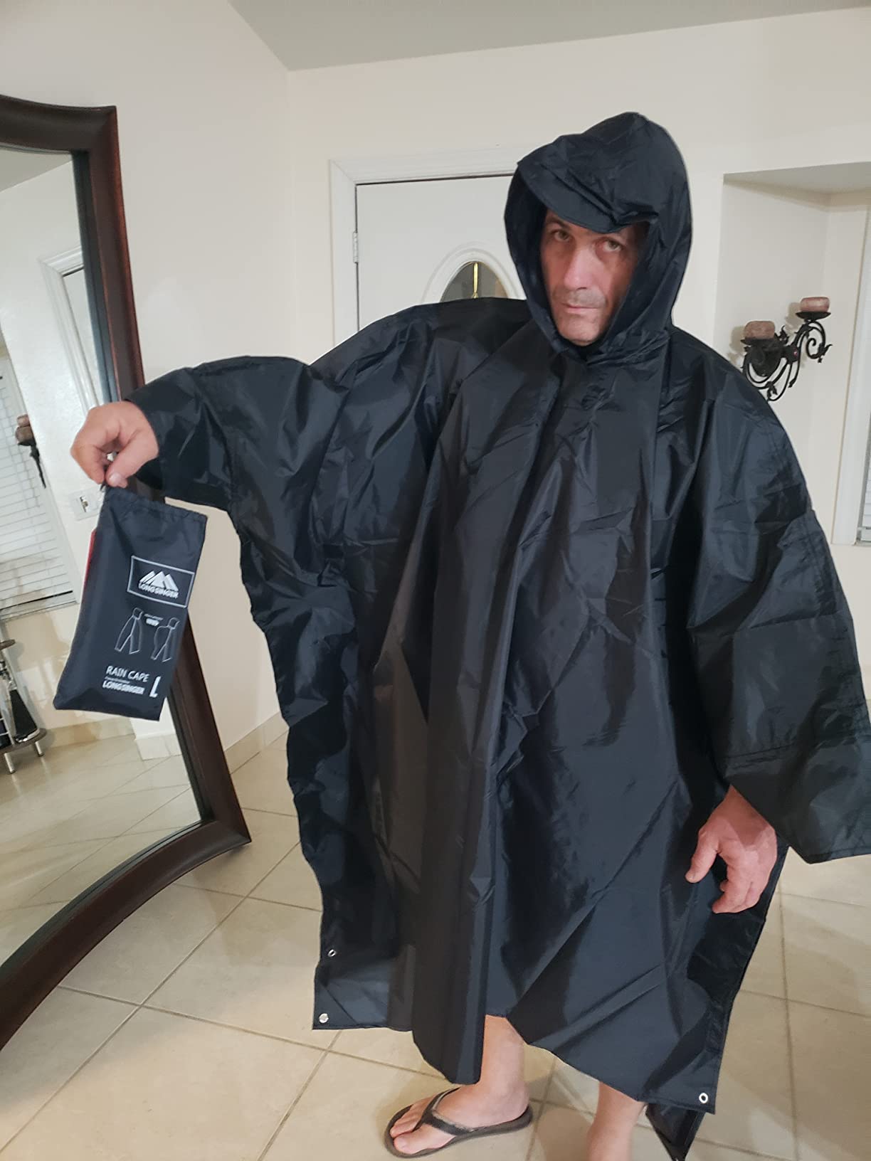 Rain Poncho for Adult, Waterproof Rain Poncho with Hood and Sleeve, Ideal for Hiking, Hunting, Camping customer photo 1