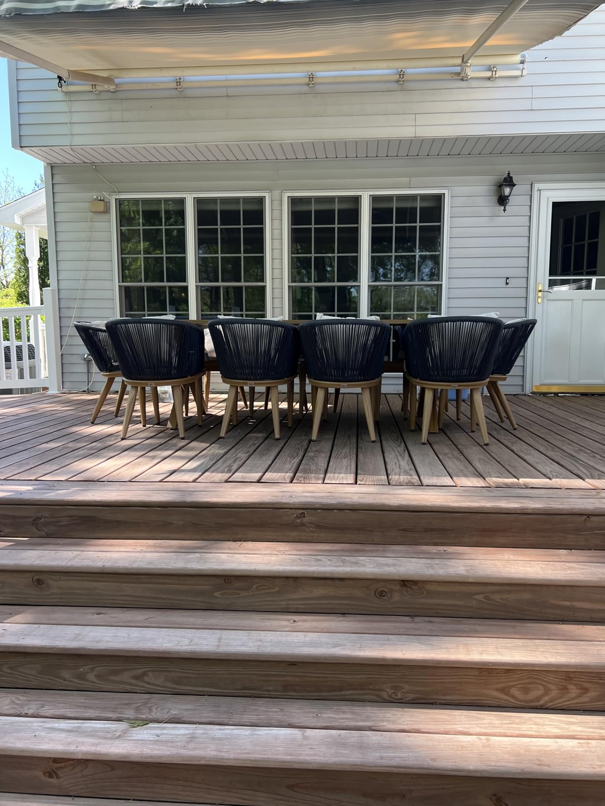PURPLE LEAF 9 Pieces Patio Dining Set Teak-Finish Aluminum Table and Chairs customer photo 2