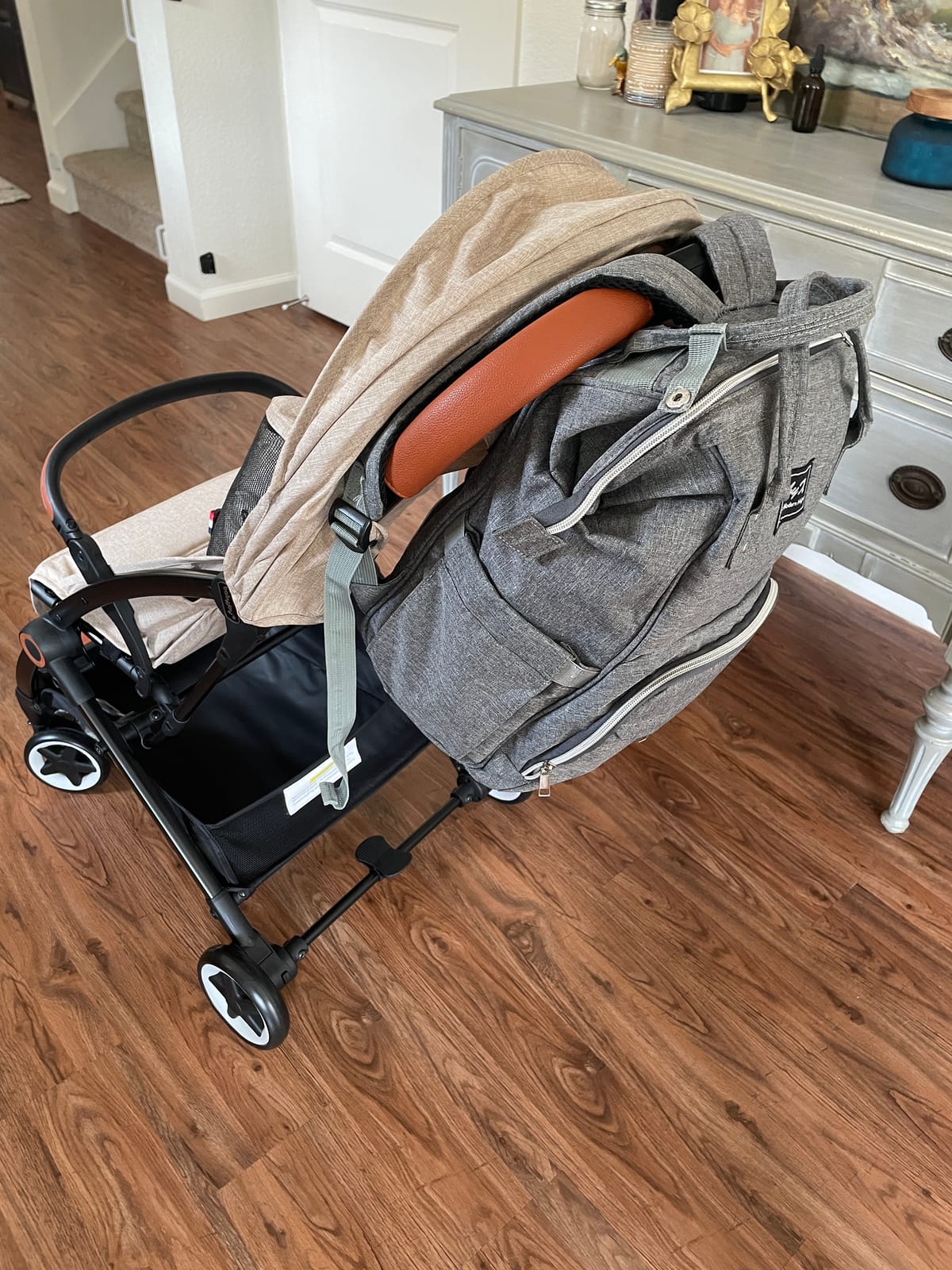 BABY JOY Lightweight Baby Stroller, Compact Toddler Travel Stroller for Airplane, Infant Stroller w/ 5-Point Harness, Adjustable Backrest/Footrest/Canopy, Storage Basket, Easy One-Hand Fold, Beige customer photo 2
