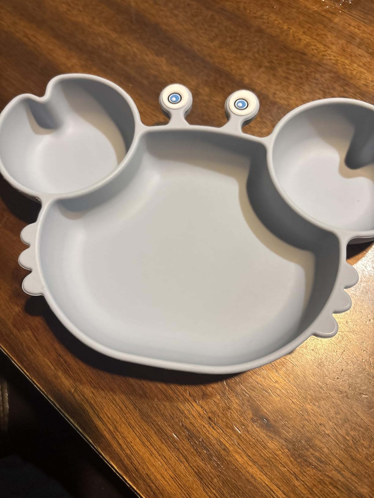 ROCCED Suction Plates for Baby, Silicone Plates with Suction Divided, Baby Spoon Fork Set for Toddler Baby Dishes Kids Utensils-Crab Dusty Blue customer photo 1