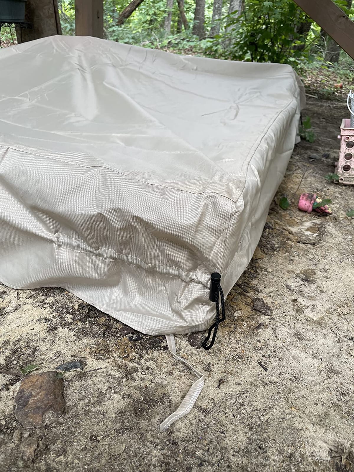 600D Waterproof Sandbox Cover with Drawstrings, 48 x 48 x 8 in, Black customer photo 1