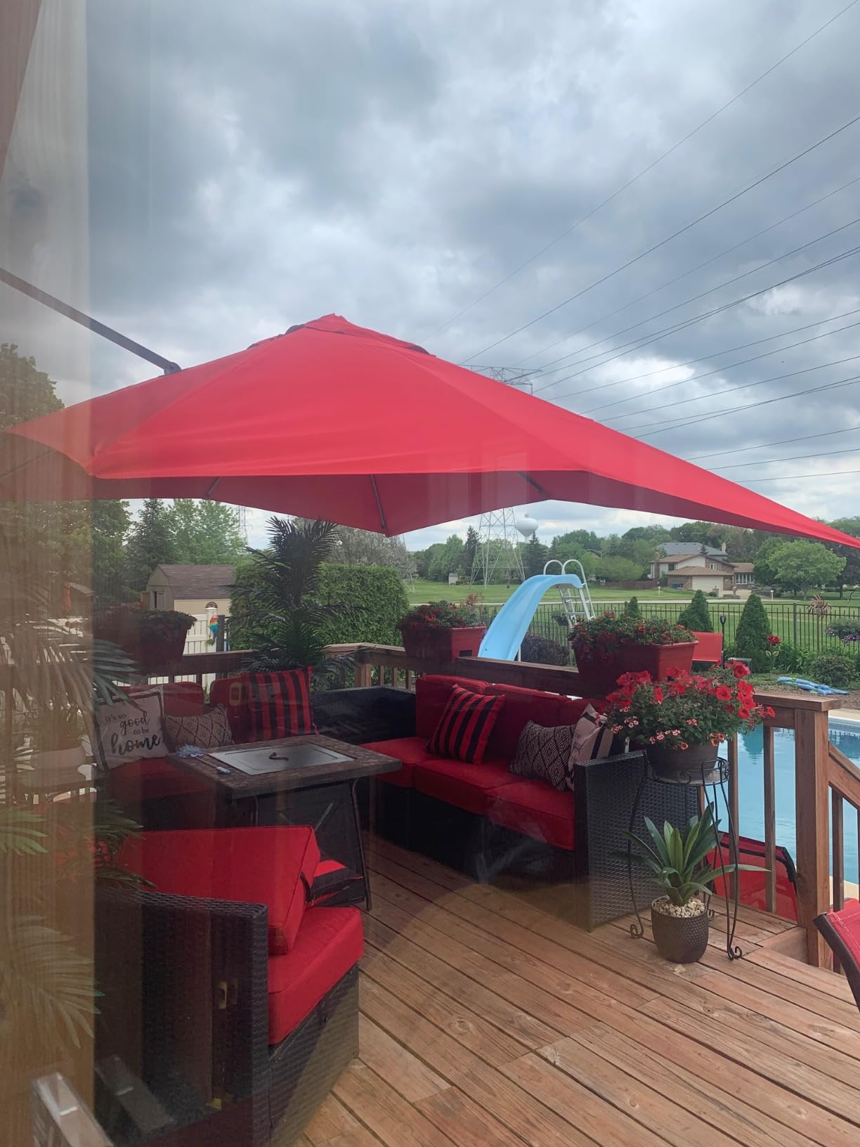 Sunnyglade 10x13Ft Cantilever Patio Umbrella Rectangular Deluxe Offset Navy customer photo 1