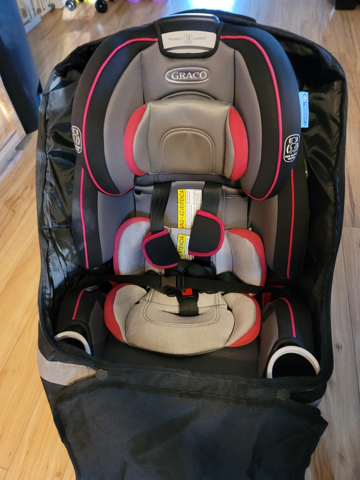 Car Seat Travel Bag - Padded, Comfortable, Durable, Roomy Gate Check Carseat Cover Backpack Fits 3-in-1，Convertible, Booster & Infant Car Seats for Airplane, Airport, Gray customer photo 2