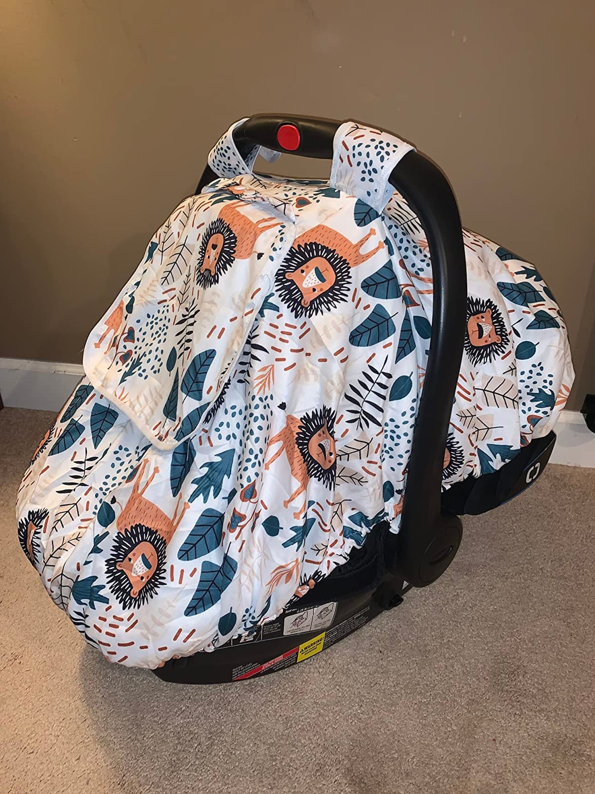 Baby Car Seat Cover, Winter Car Seat Covers for Babies, Carseat Cover Boy, Mink Carseat Canopy with Window, Cozy & Warm Cover, Lion customer photo 2