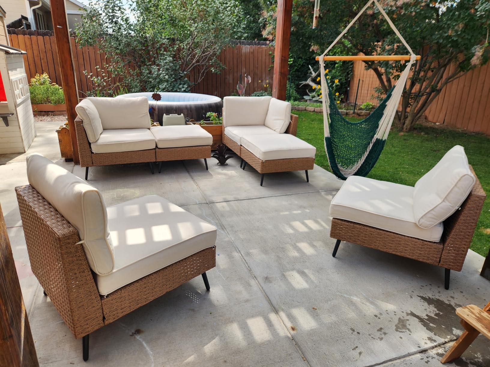 LAUSAINT HOME Outdoor Patio Furniture, 6 Piece Outdoor Sectional Sofa PE Rattan Wicker Patio Conversation Sets, All Weather Patio Furniture Set with Thick Cushions for Garden, Backyard(Beige) customer photo 1