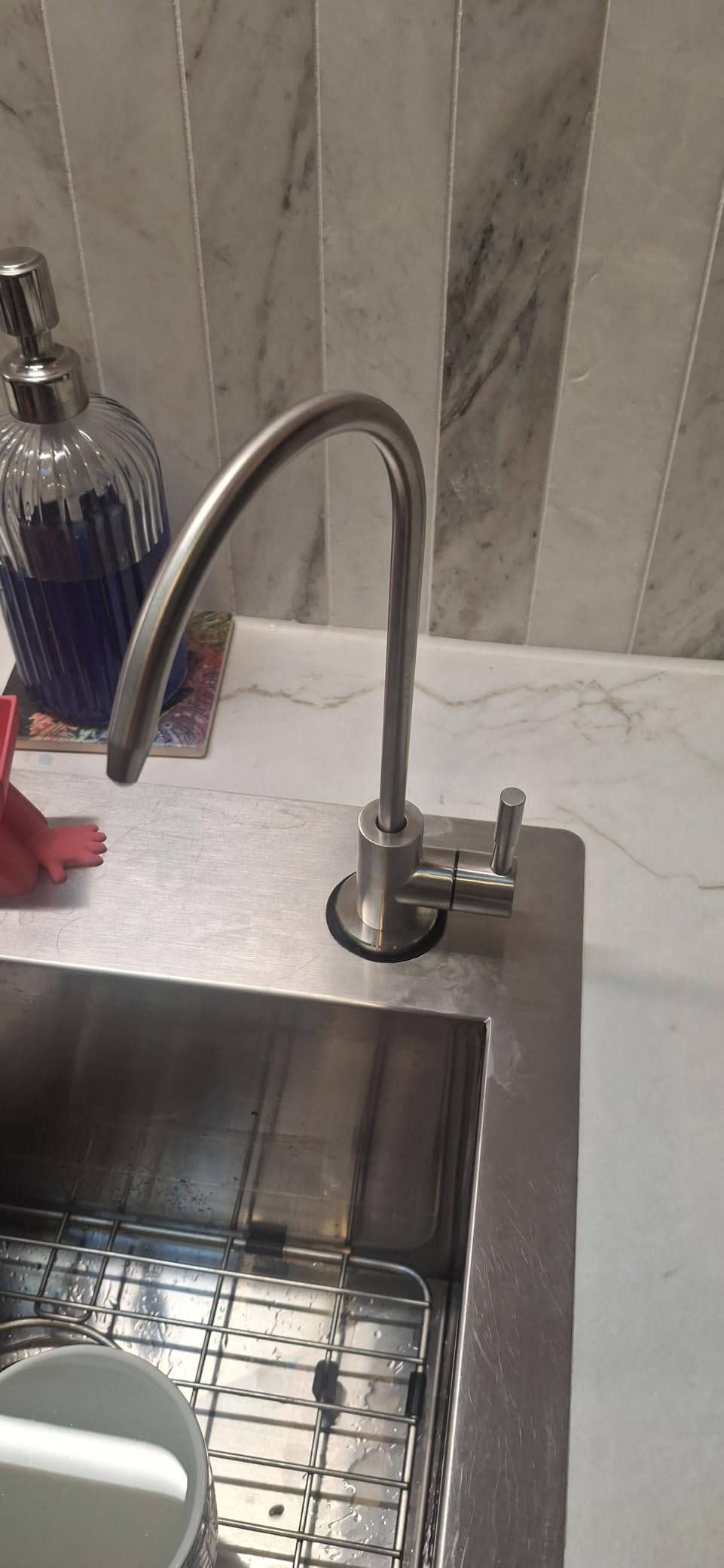 Drinking Water Faucet,Easy to Install Sink Water RO Faucet,Lead-Free Reverse Osmosis Faucets for Kitchen Bar Sink,Brushed Nickel SUS304 Stainless Steel customer photo 2