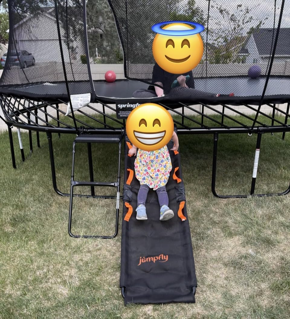 jumpfly Trampoline Slide Ladder Universal Trampoline Ladder with Handles Strong Tear Resistant Fabric Trampoline Accessories for Kids Toddler Climb Up & Slide Down, Orange customer photo 2