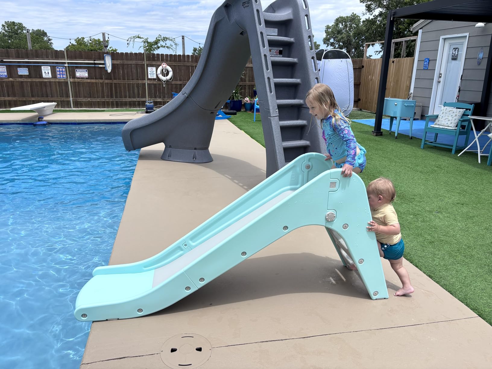 Toddler Indoor Slide, Foldable Baby Climber Playset with Basketball & Hoop customer photo 2