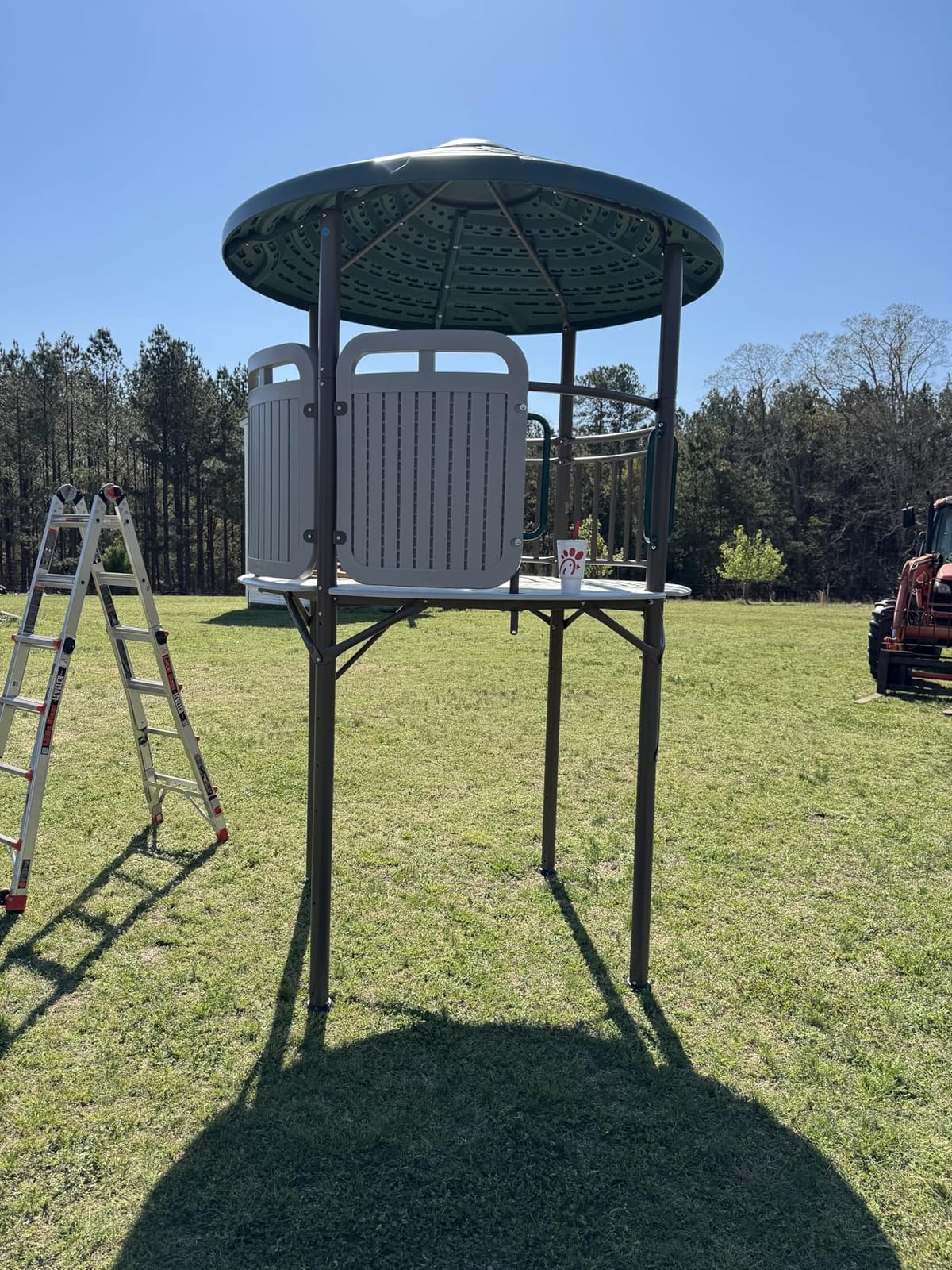 Lifetime Adventure Tower Deluxe Swing Set Playset Lifetime Adventure Tower, Covered Clubhouse, 9 ft Wavy Slide, Monkey Bars, Climbing Wall, Fireman’s Pole, Belt Swings & Trapeze customer photo 2