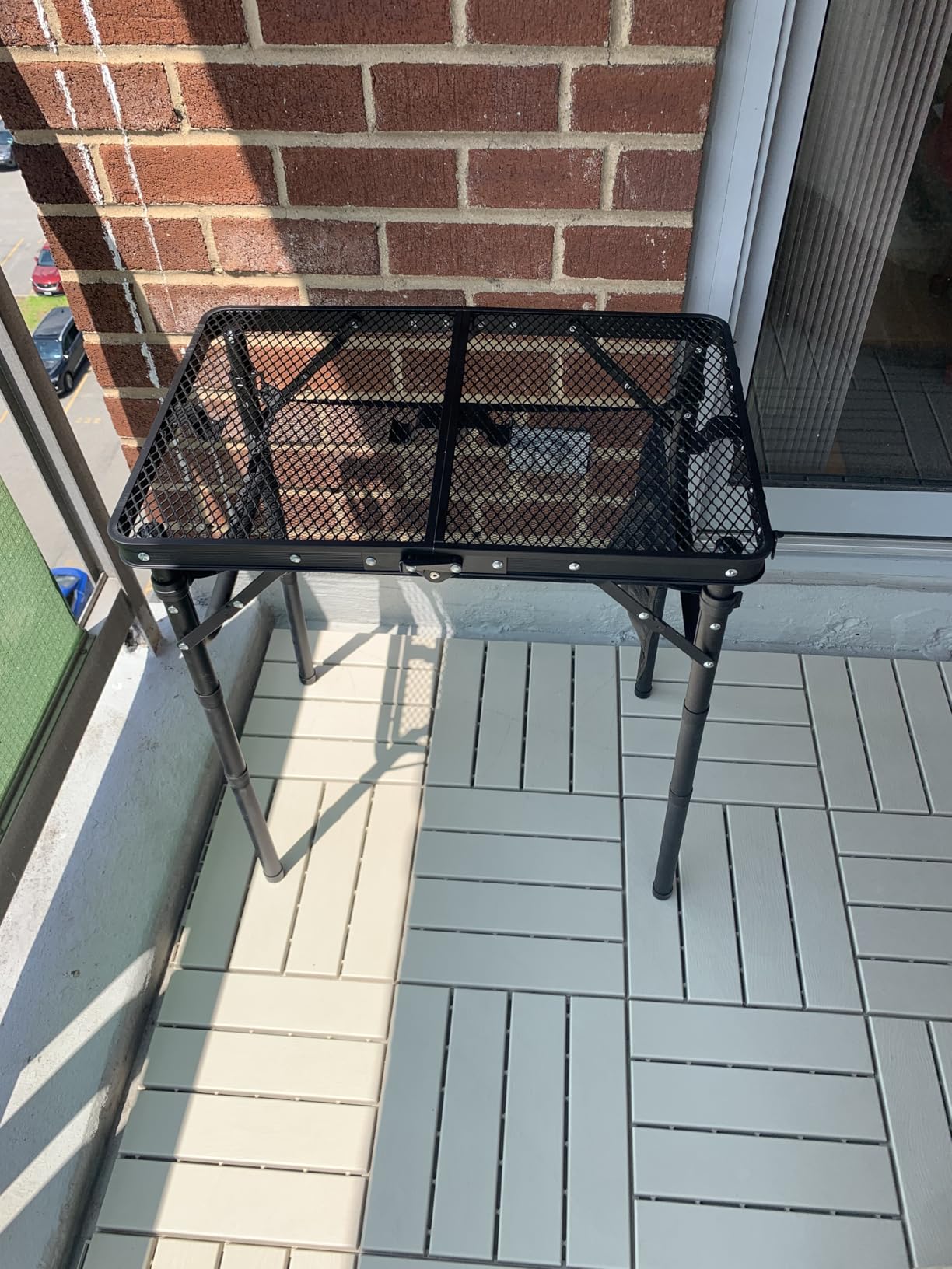 REDCAMP Small Folding Grill Table for Outside, 3 Heights Adjustable Lightweight Portable Metal Aluminum Outdoor Grill Table for Camping Picnic Cooking BBQ, Black 24x16 inches customer photo 1