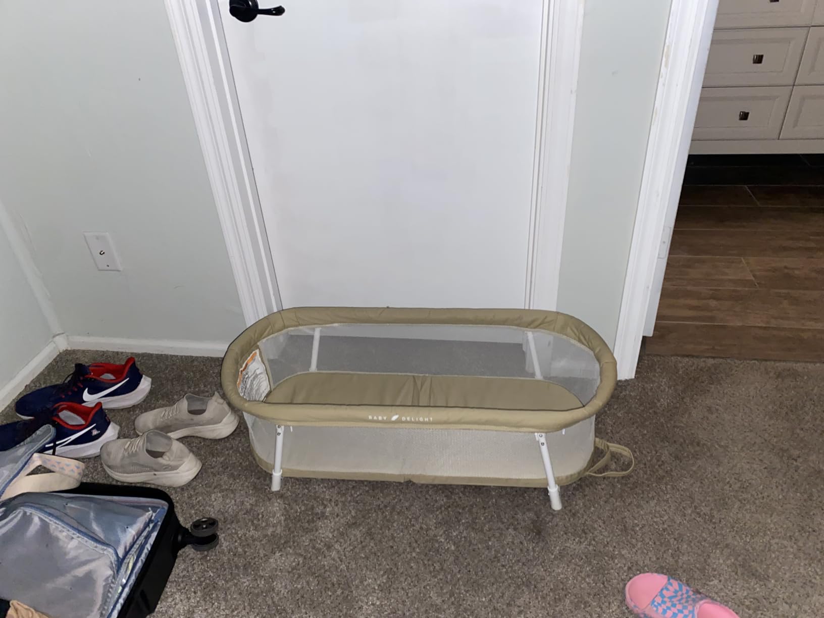 Baby Delight Snuggle Nest Bassinet, Portable Baby Bed, for Infants 0 – 5 Months, Charcoal Tweed customer photo 2
