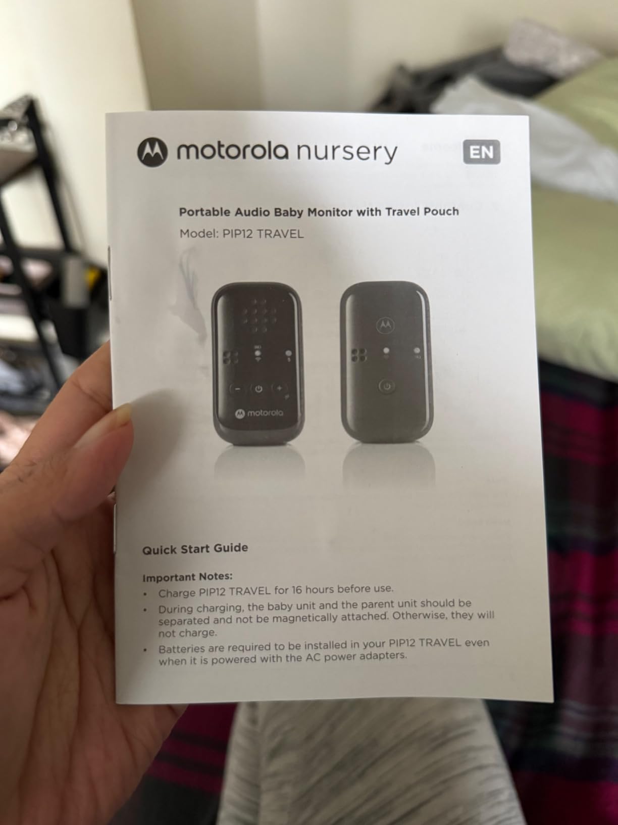 Motorola Nursery Audio Baby Monitor, No WiFi Needed, Two-Way Talk, Portable and Rechargeable, 1500ft Range, HD Sound, Water-Resistant Travel Case, PIP12 customer photo 1