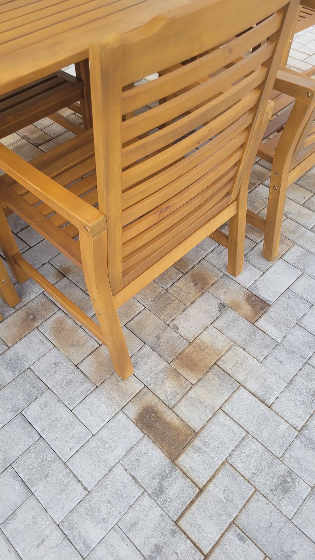 PHI VILLA 7pc Outdoor Dining Set, Expandable Wood Table w/Umbrella Hole customer photo 2