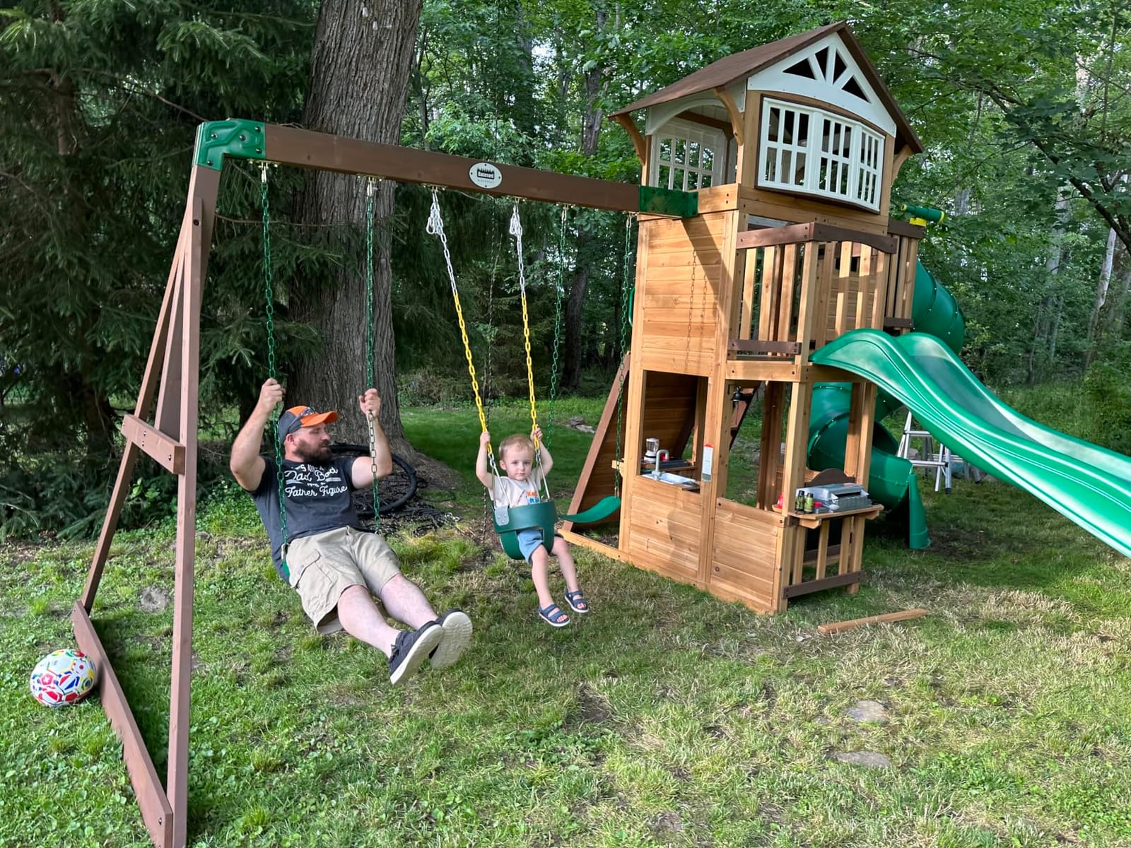 DECORLIFE Toddler Swing, Baby Swing Outdoor –High Back Full Bucket Swing Set, 330lb Capacity, Safety Design, Plastic-Coated Chains and Quick-Snap Carabiners for Backyard, Playground customer photo 2