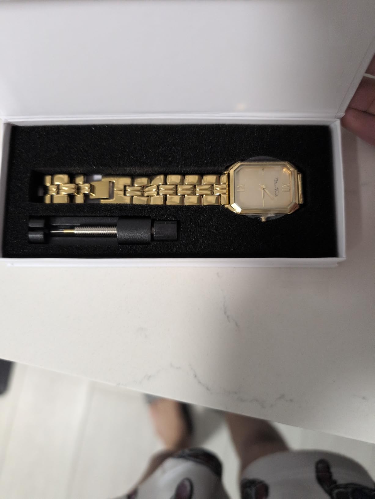 Diaofendi Women's Petite Gold Watch,Dress Analog Waterproof, Stainless Steel Bracelet Watches for Women customer photo 1
