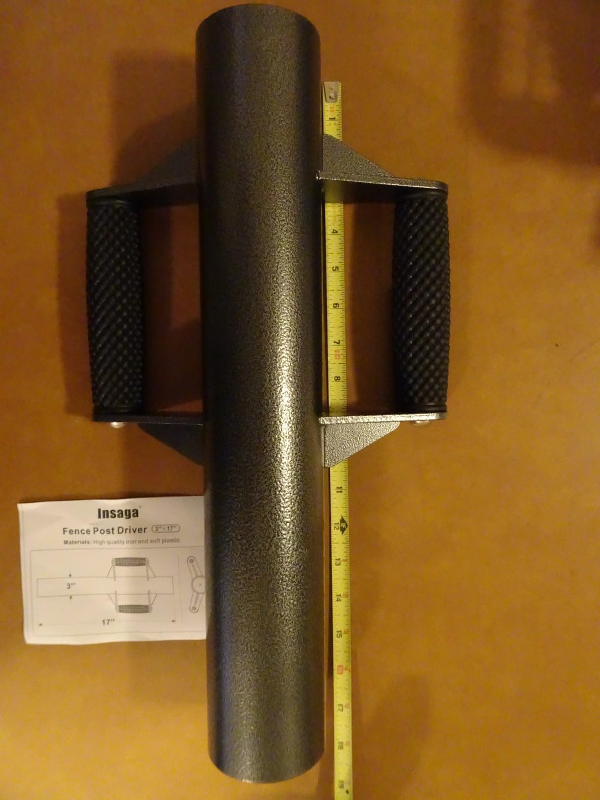 Insaga Enhance T-Post Driver, Heavy Duty Fence Post Driver with Non-Slip Ergonomic Handles, 20LB Post Driver, 17
