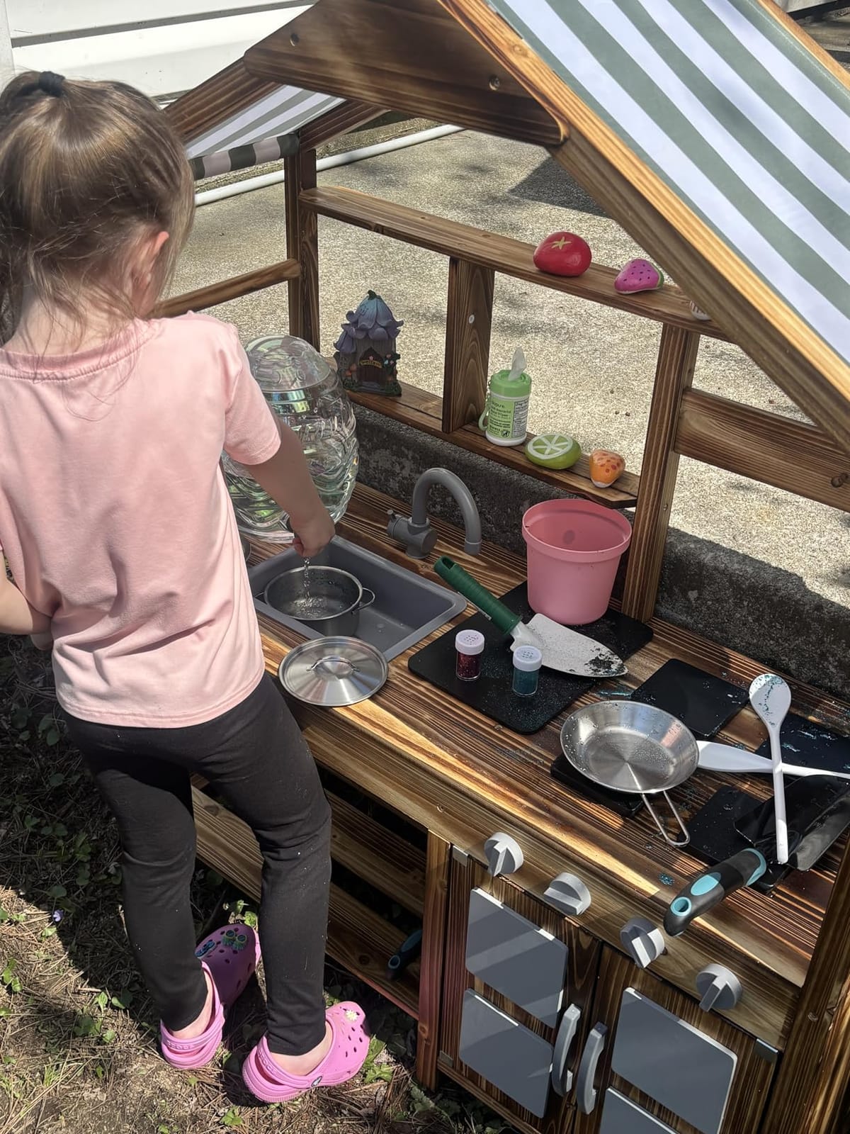 Costzon Mud Kitchen for Kids Outdoor, Wooden Pretend Play Kitchen w/Canopy customer photo 1