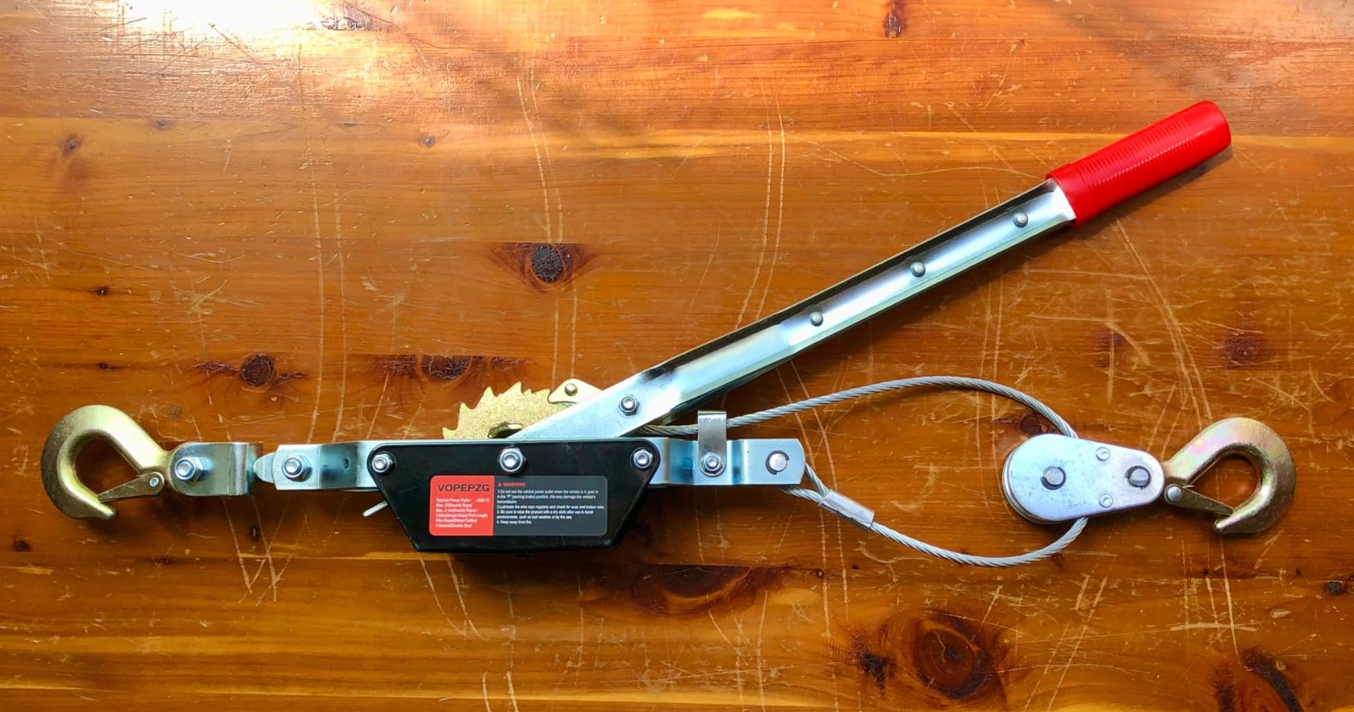 Come Along Winch,2 Ton Capacity with 12FT Steel Cable,Heavy Duty Come Along Tool with Dual Gears,2 Hooks,Hand Winch Tool for Road Vehicle Recovery and Pulling Tree,Fence Stretcher,Frame customer photo 2
