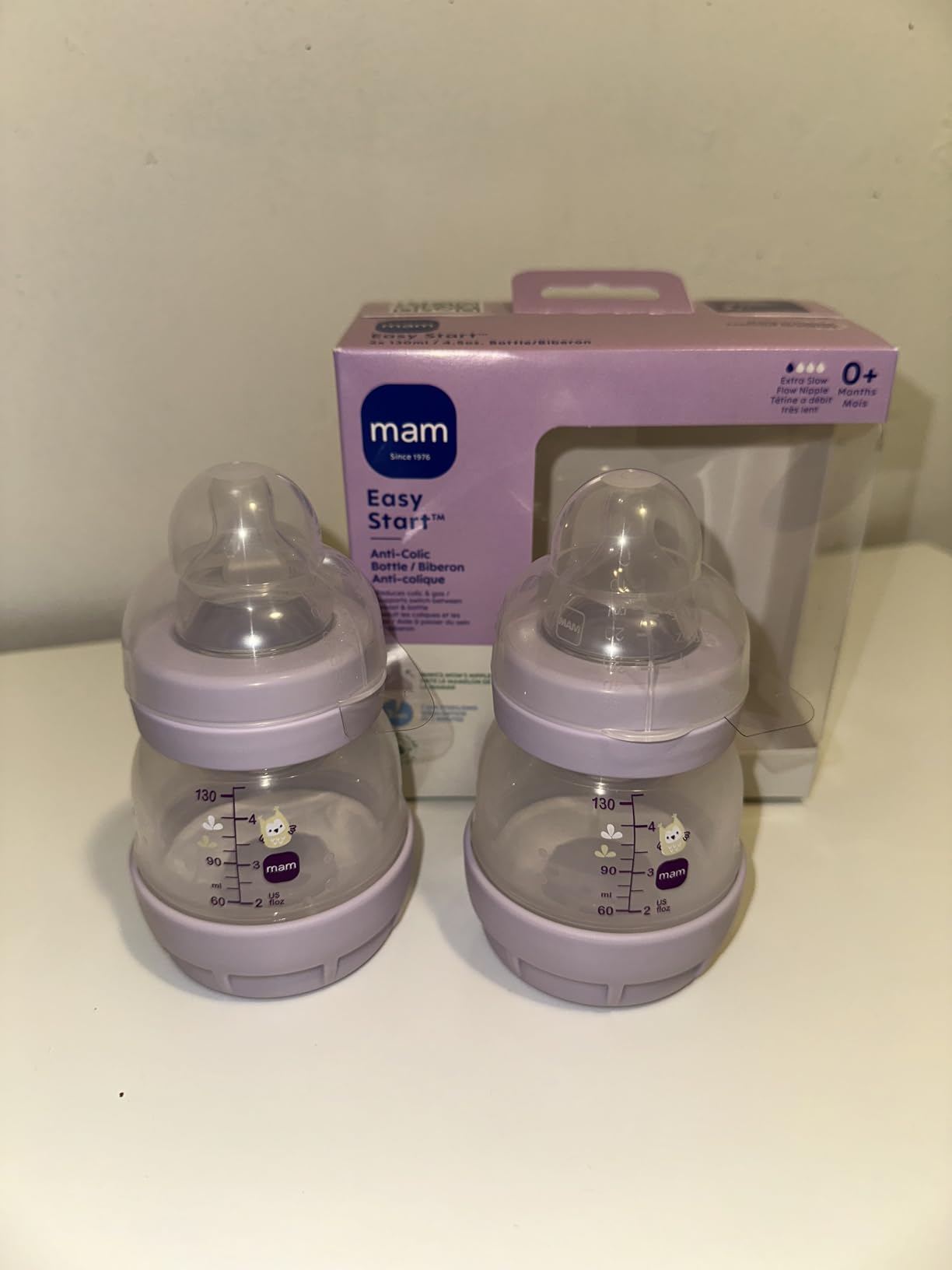 MAM 4.5oz Easy Start Anti-Colic+ Vented Baby Bottle, 0+ Mths, 2 Pk, Unisex customer photo 1