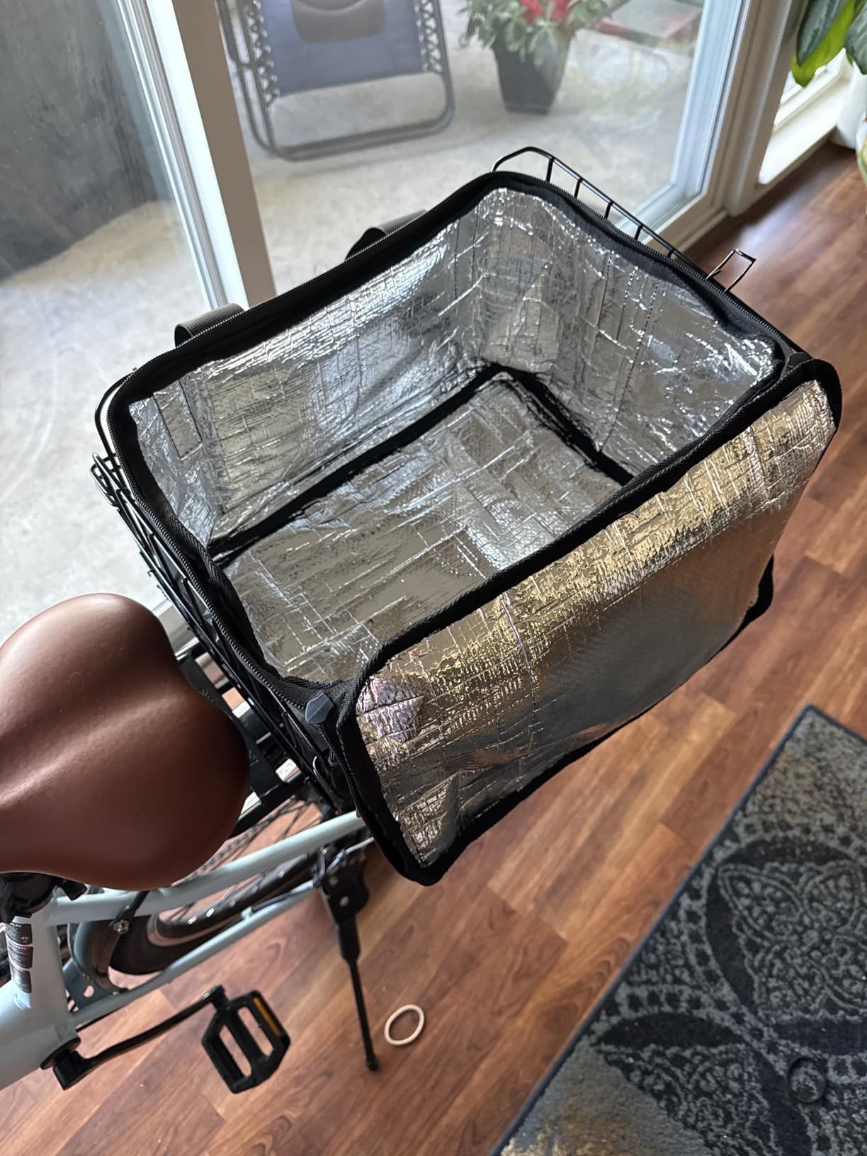RAYMACE Bike Basket Rear,Bicycle Basket with Removable Liner,Rainproof Cover and Cargo Net,Folding Bike Baskets for Adult,Quick Release Design Fits for Most Rear Mounted Bike Rack customer photo 2