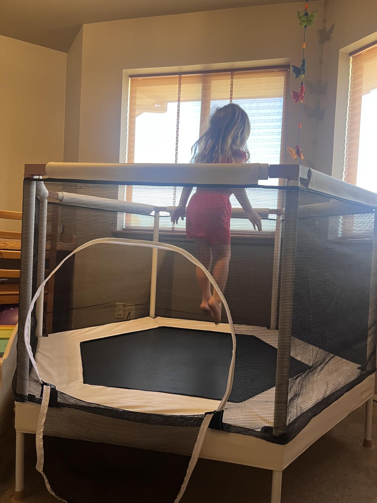 Kids Trampoline, Aesthetic Indoor and Outdoor Toddler Trampoline with Safety Net, Basketball Hoop, 220lb Capacity, Ultra Safe No-Gap Design, Gifts for Boys & Girls customer photo 2