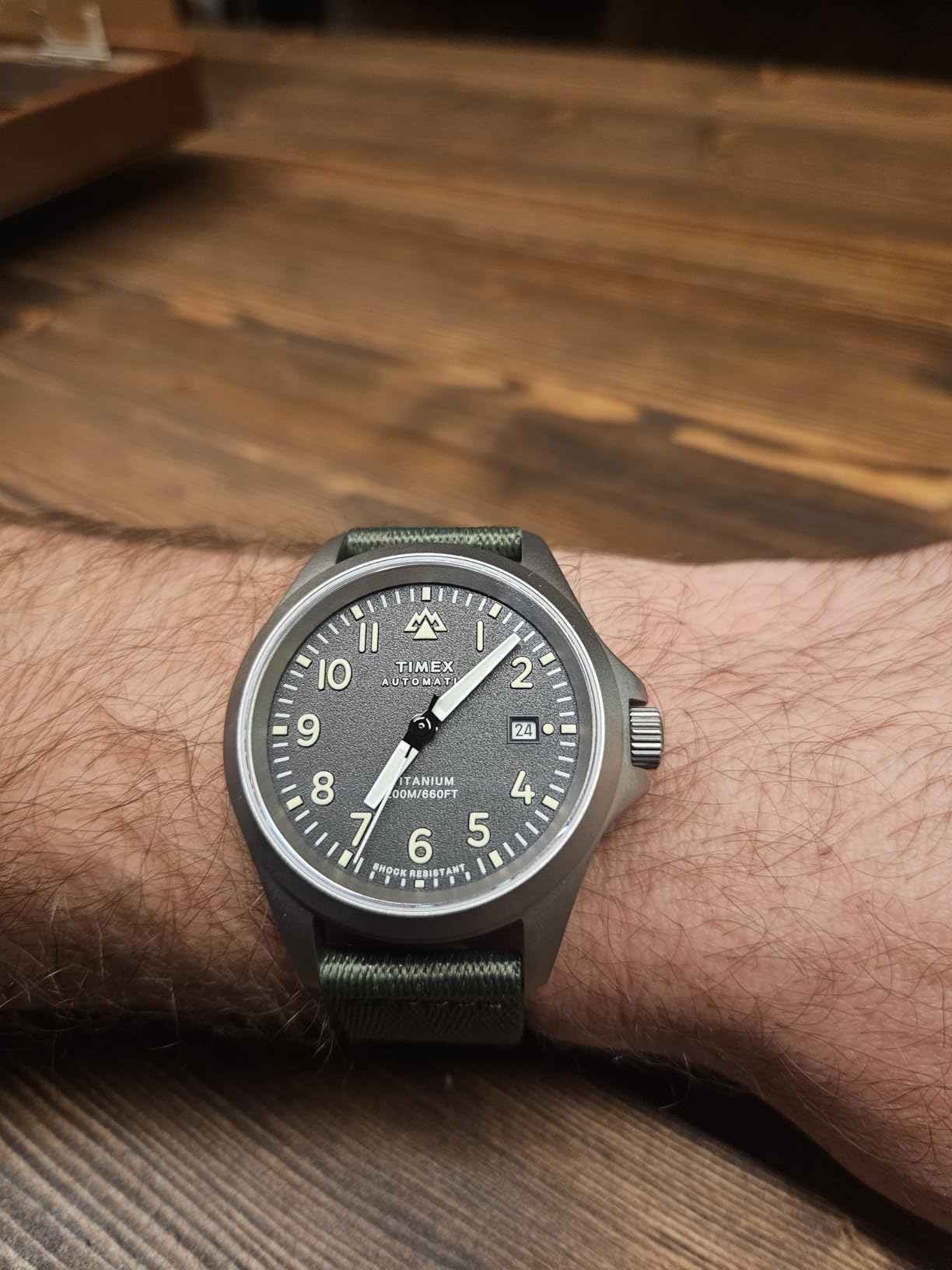 Timex Men's Expedition North Titanium Automatic 41mm Watch - Green Strap Gray Dial Titanium Case customer photo 2